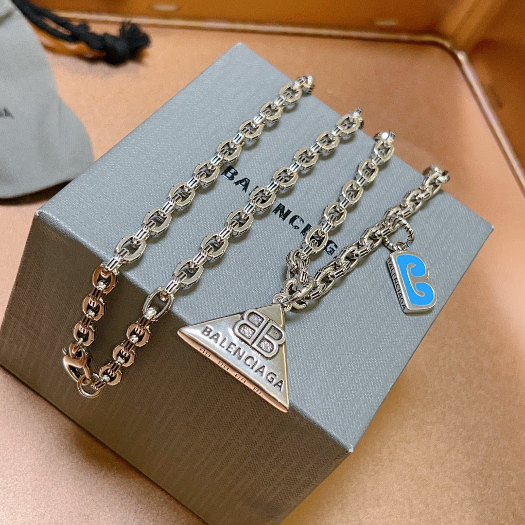 Geometric Emblem Pendant Necklace in Polished Metal-Tone – Vintage Detail – Design 048 front product view