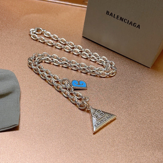 Geometric Emblem Pendant Necklace in Polished Metal-Tone – Vintage Detail – Design 048 main product view