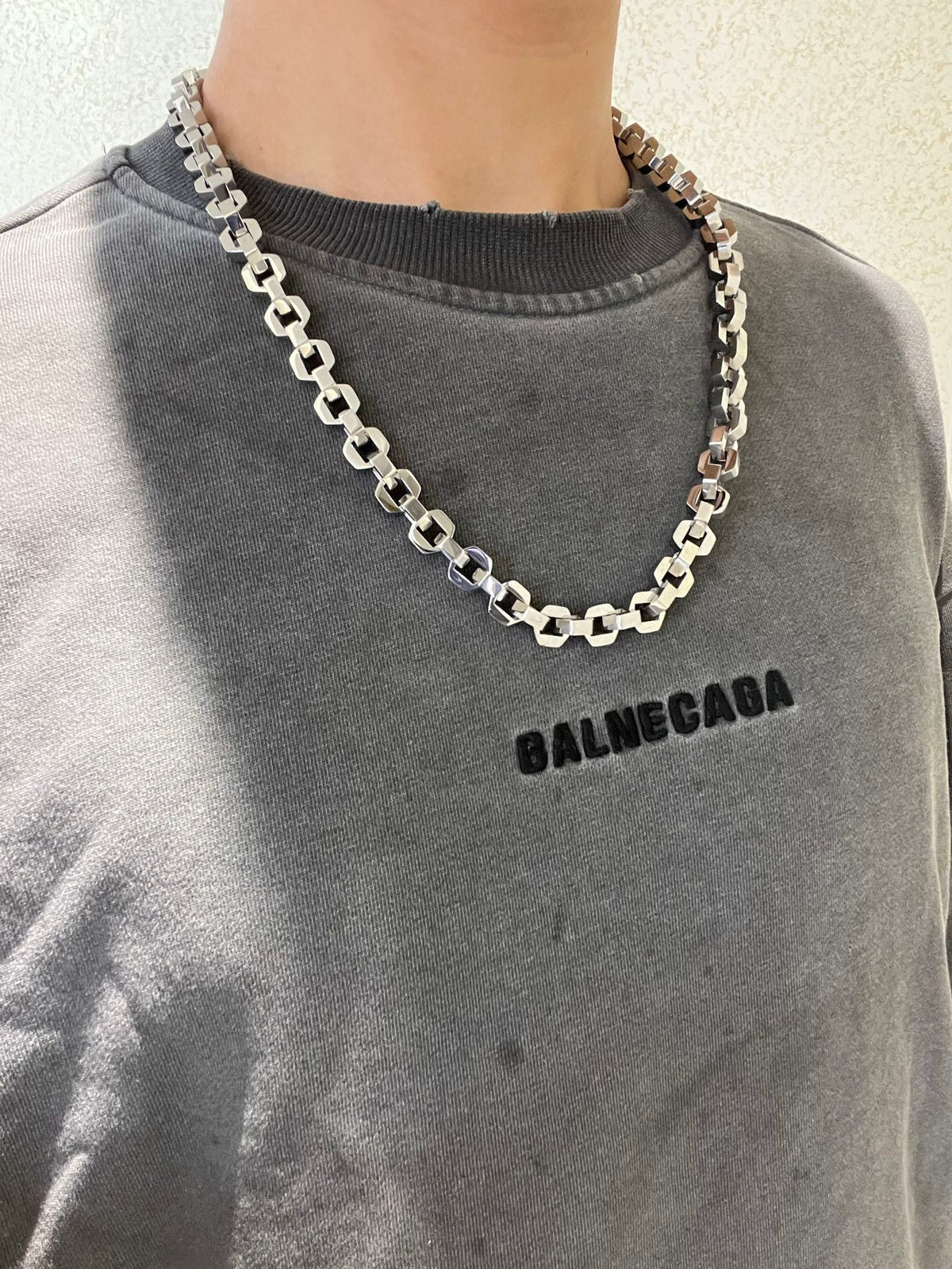 Geometric Emblem Pendant Necklace in Polished Metal-Tone – Vintage Detail – Design 042 detail view