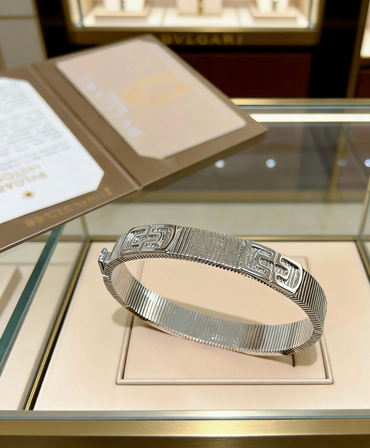 Serpentine Bangle in Polished Metal-Tone – Serpentine Detail – Design 006 front product view