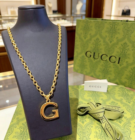 Double-G Emblem Pendant Necklace in Gold-Tone – Design 006 main product view