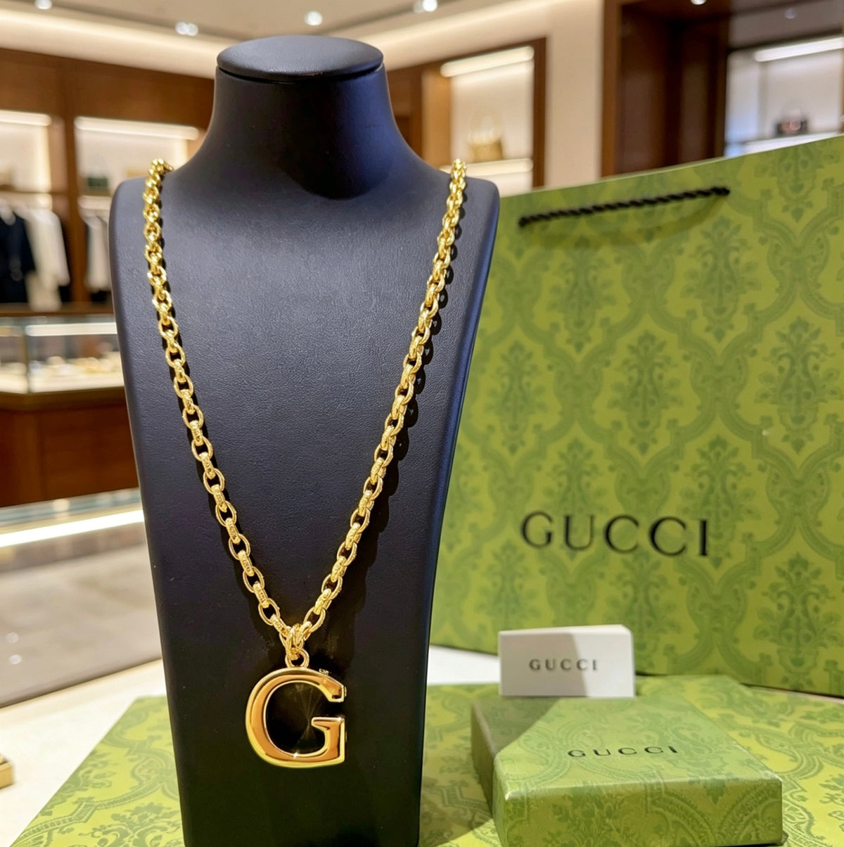 Double-G Emblem Pendant Necklace in Gold-Tone – Design 010 main product view