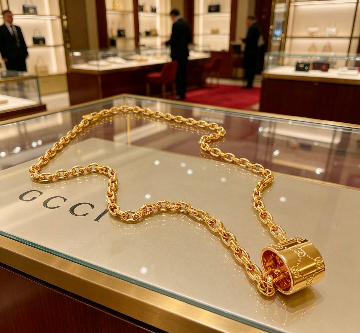 Double-G Emblem Pendant Necklace in Gold-Tone – Design 005 main product view