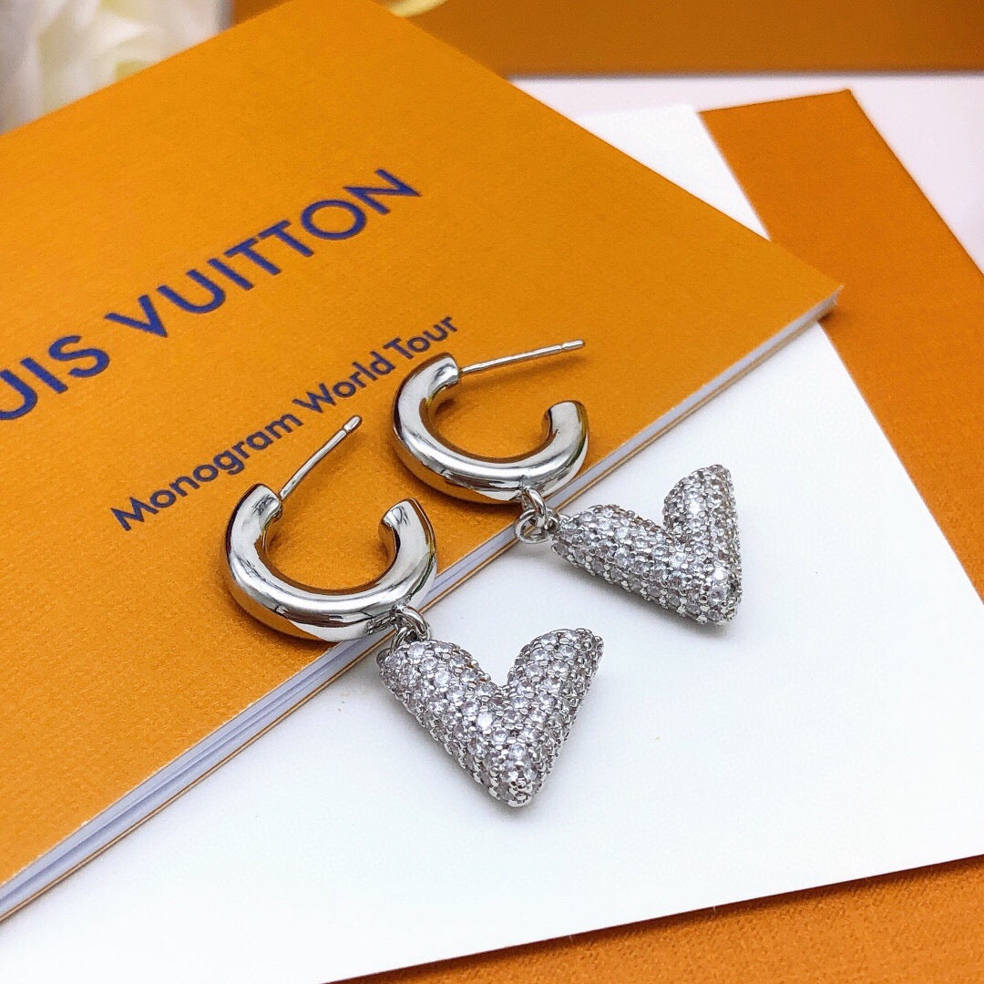 Geometric Emblem Statement Earrings in Silver-Tone – Silver Detail – Design 004 detail view
