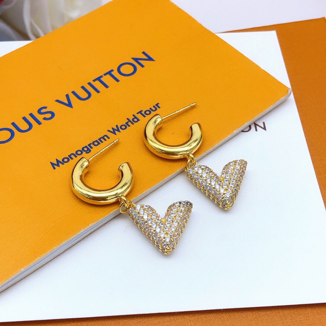 Geometric Emblem Statement Earrings in Gold-Tone – Design 004 styled product view