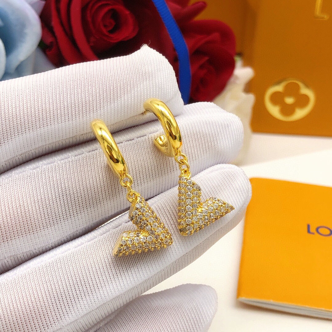 Geometric Emblem Statement Earrings in Gold-Tone – Design 004 main product view