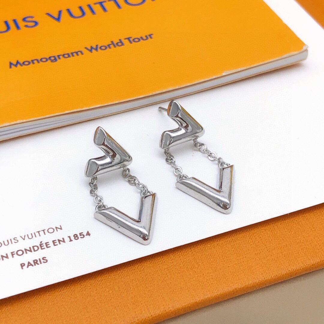 Geometric Emblem Stud Earrings in Gold-Tone – Design 021 front product view