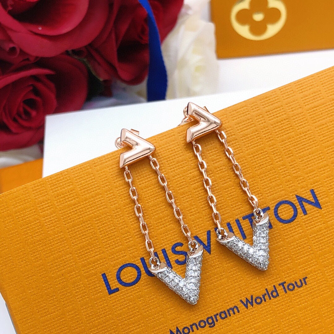 Geometric Emblem Stud Earrings in Rose-Gold-Tone – Rose Gold Detail – Design 004 main product view