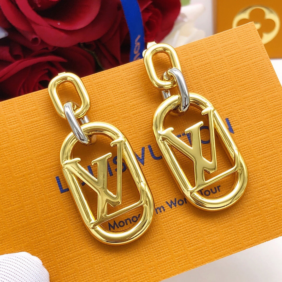 Geometric Emblem Statement Earrings in Gold-Tone – Design 003 main product view