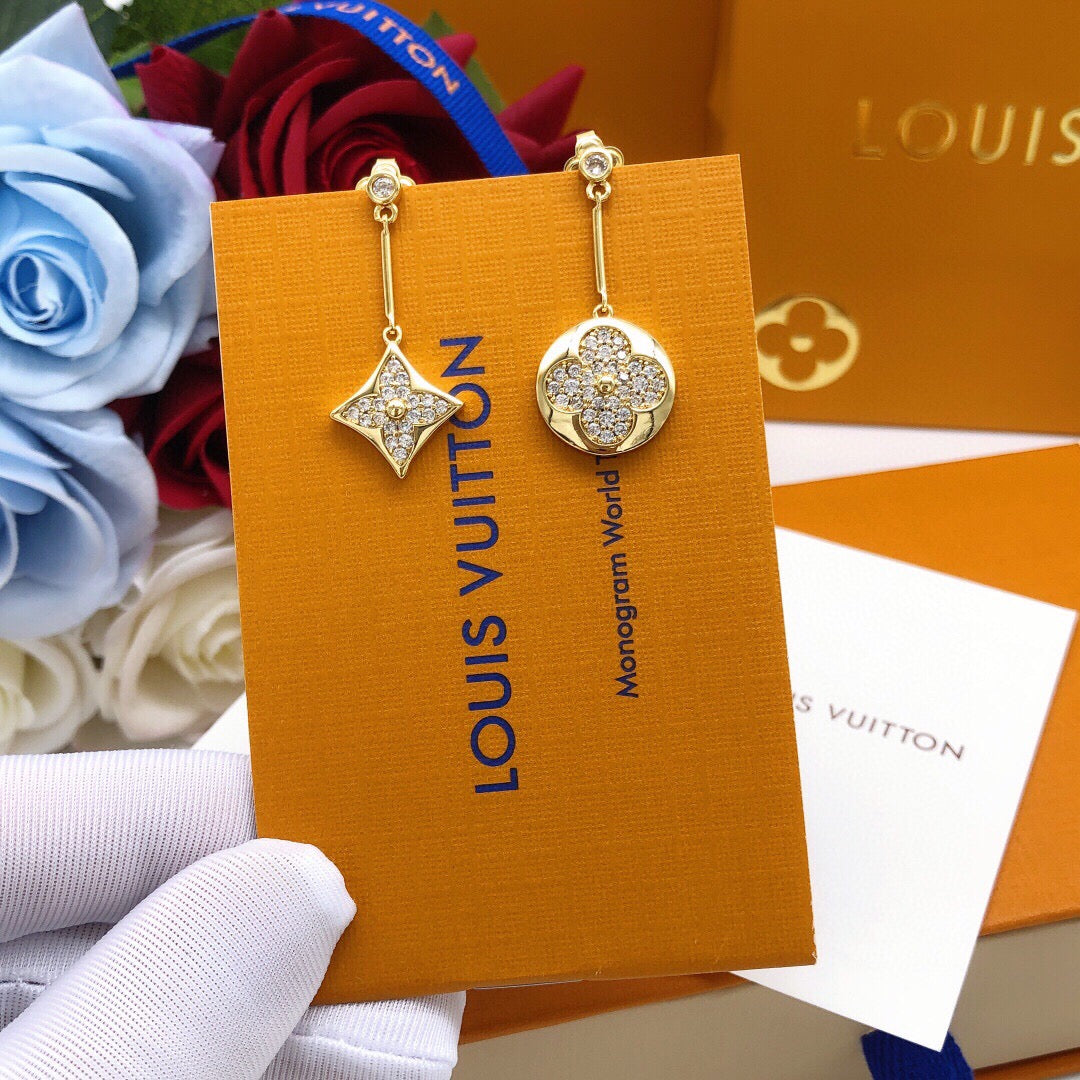 Geometric Emblem Stud Earrings in Gold-Tone – Design 020 styled product view