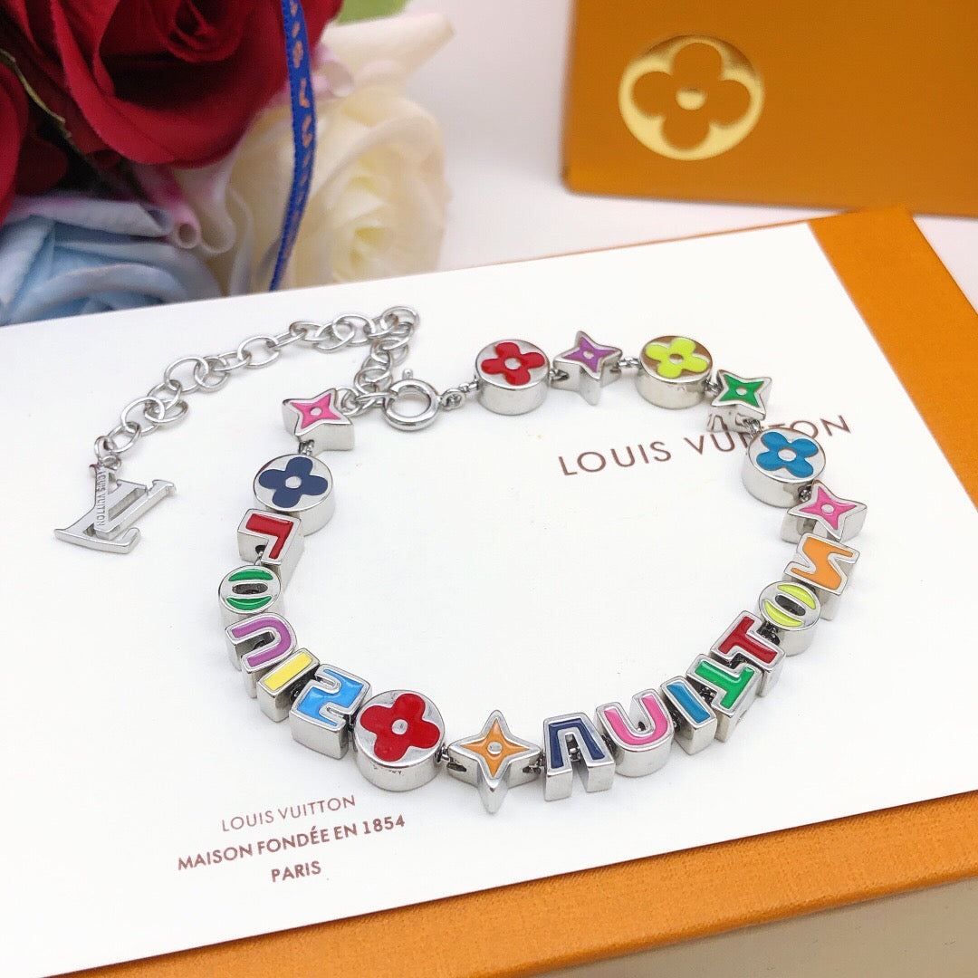 Letter Emblem Bracelet in Gold-Tone – Design 002 front product view