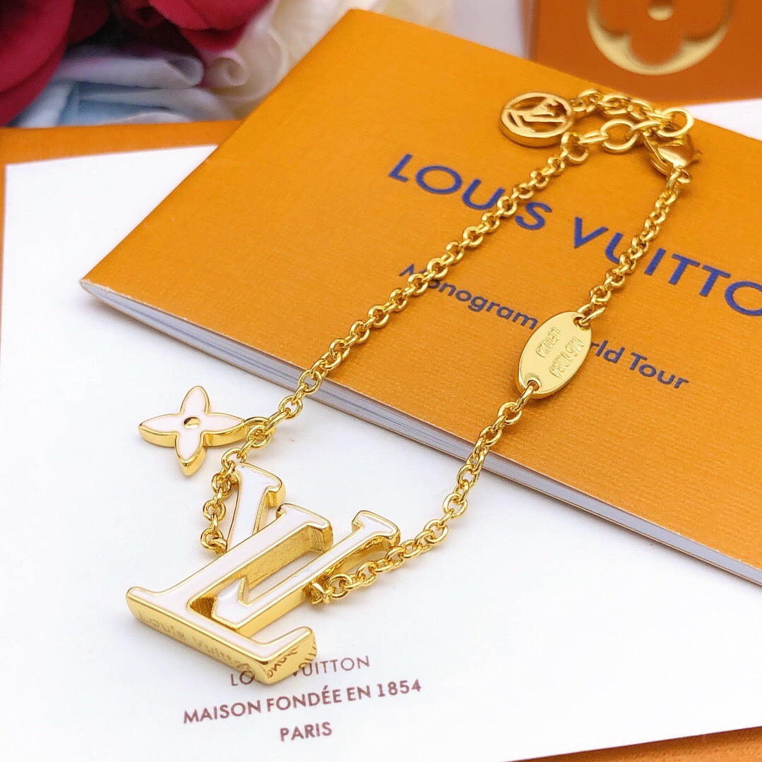 Geometric Emblem Bracelet in Gold-Tone – White Detail – Design 002 main product view