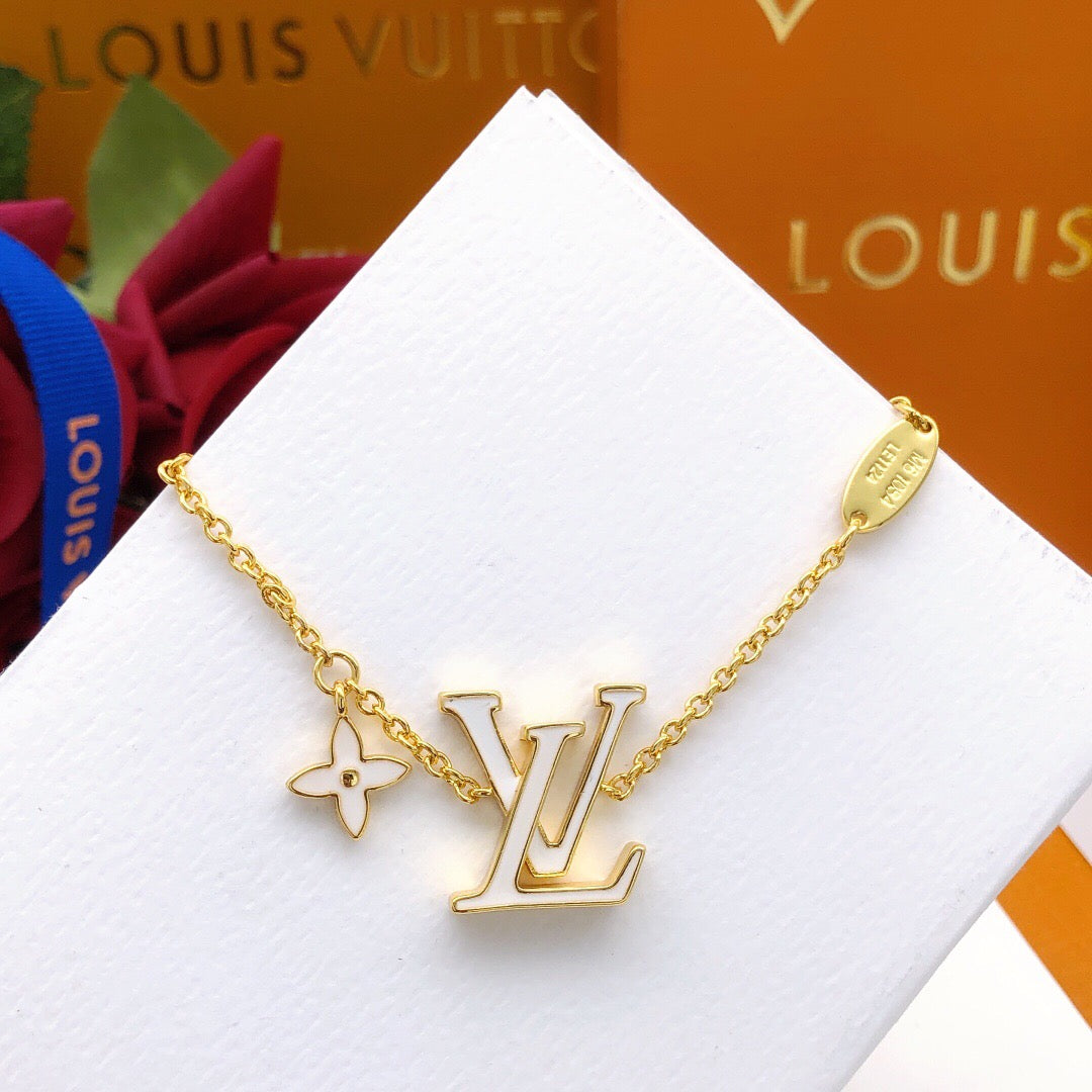 Geometric Emblem Bracelet in Gold-Tone – White Detail main product view
