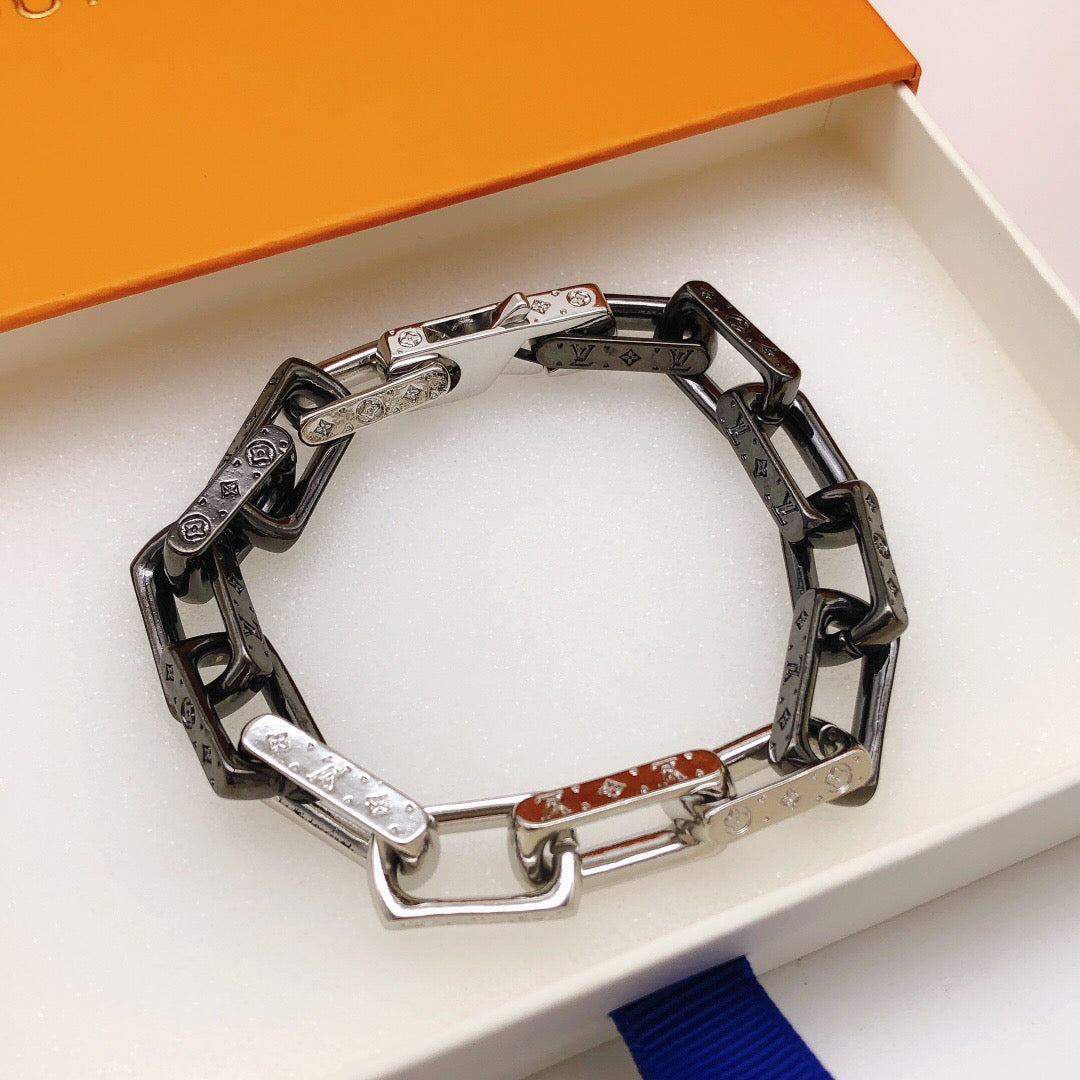 Geometric Emblem Bracelet in Polished Metal-Tone – Design 004 front product view
