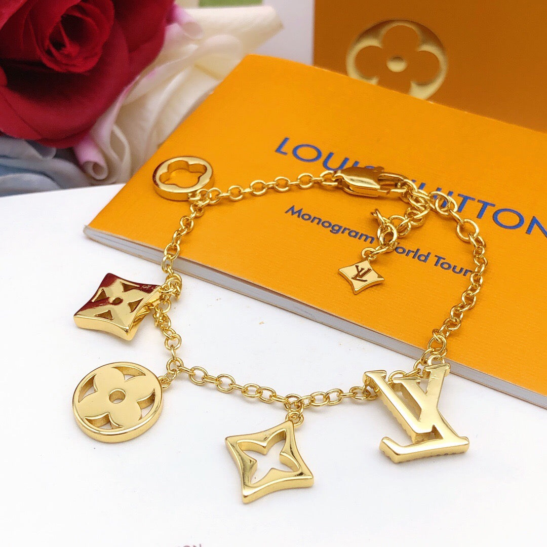Geometric Emblem Bracelet in Gold-Tone – Design 035 front product view