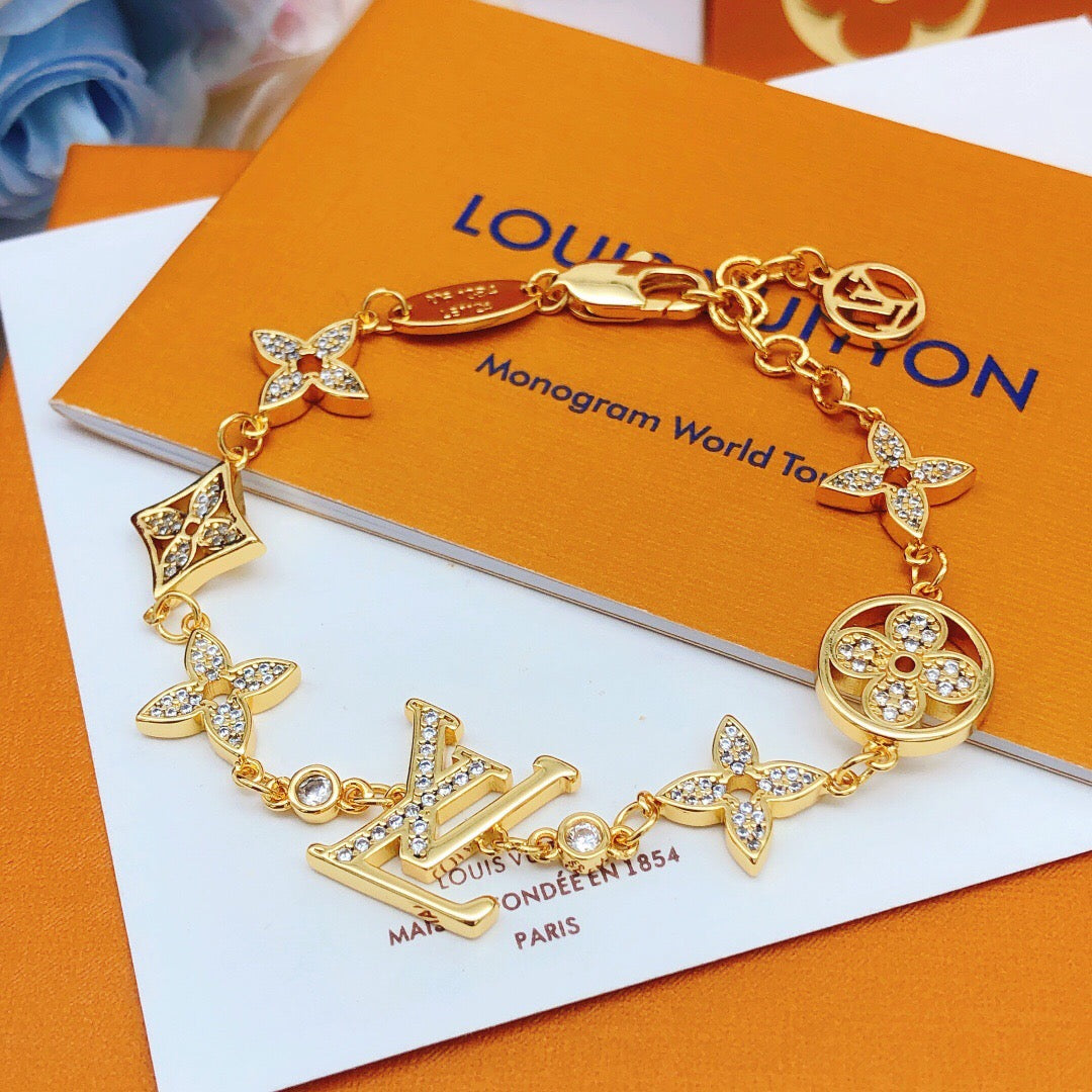 Geometric Emblem Bracelet in Gold-Tone – Design 032 front product view