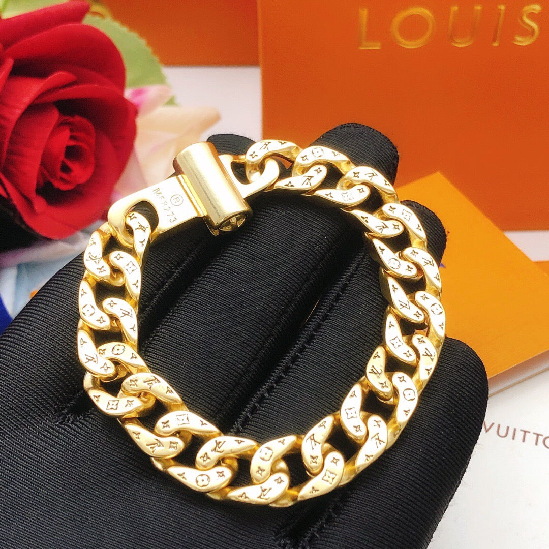 Geometric Emblem Bracelet in Gold-Tone – Design 043 styled product view