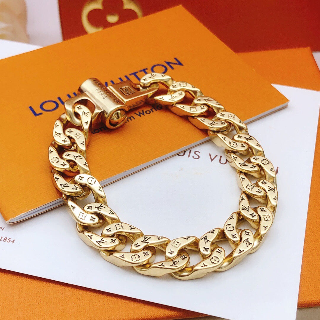 Geometric Emblem Bracelet in Gold-Tone – Design 043 main product view