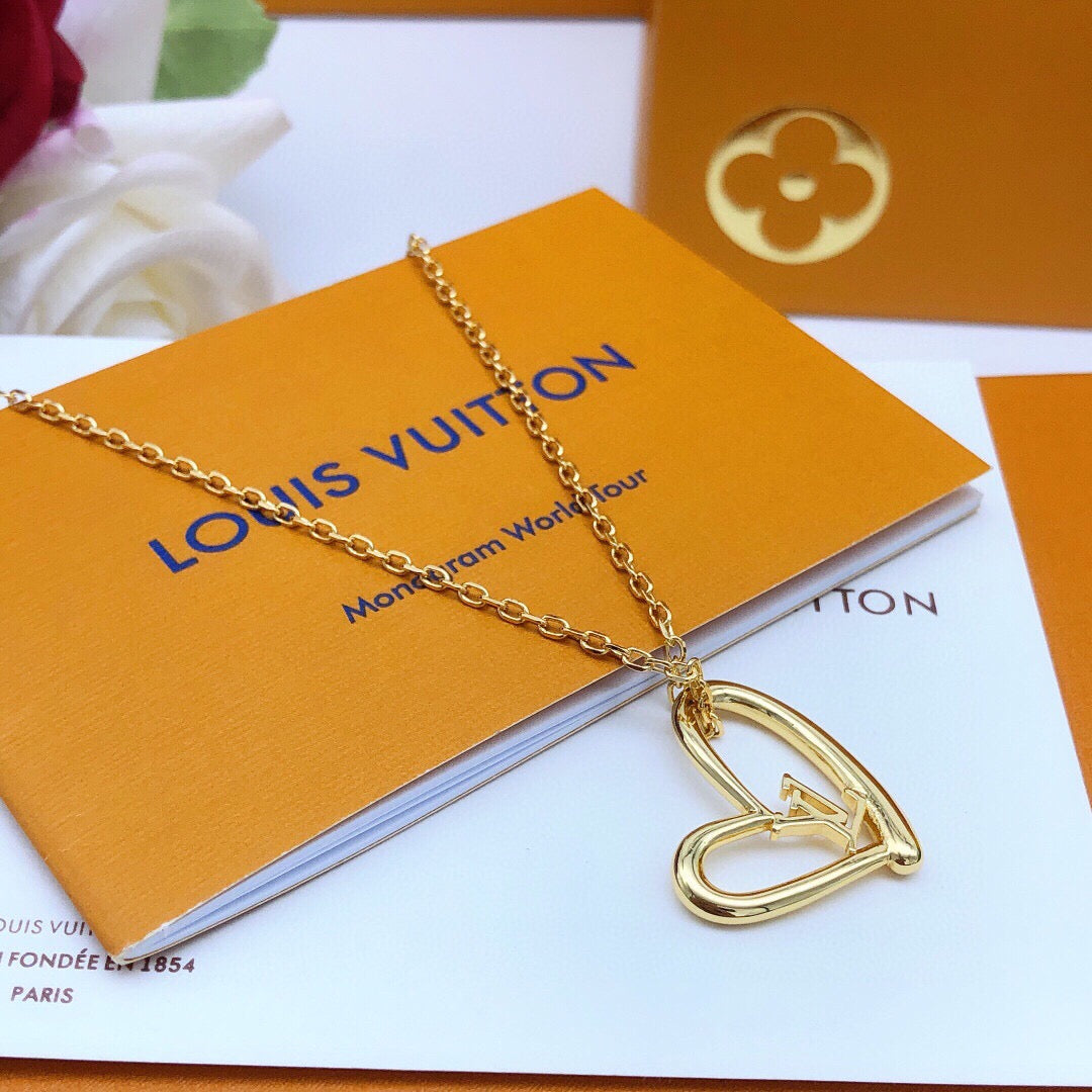 Heart Pendant Necklace in Gold-Tone – Design 003 main product view