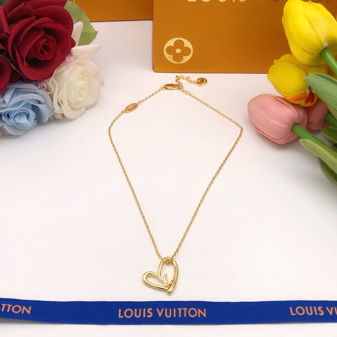 Heart Pendant Necklace in Gold-Tone – Design 003 styled product view