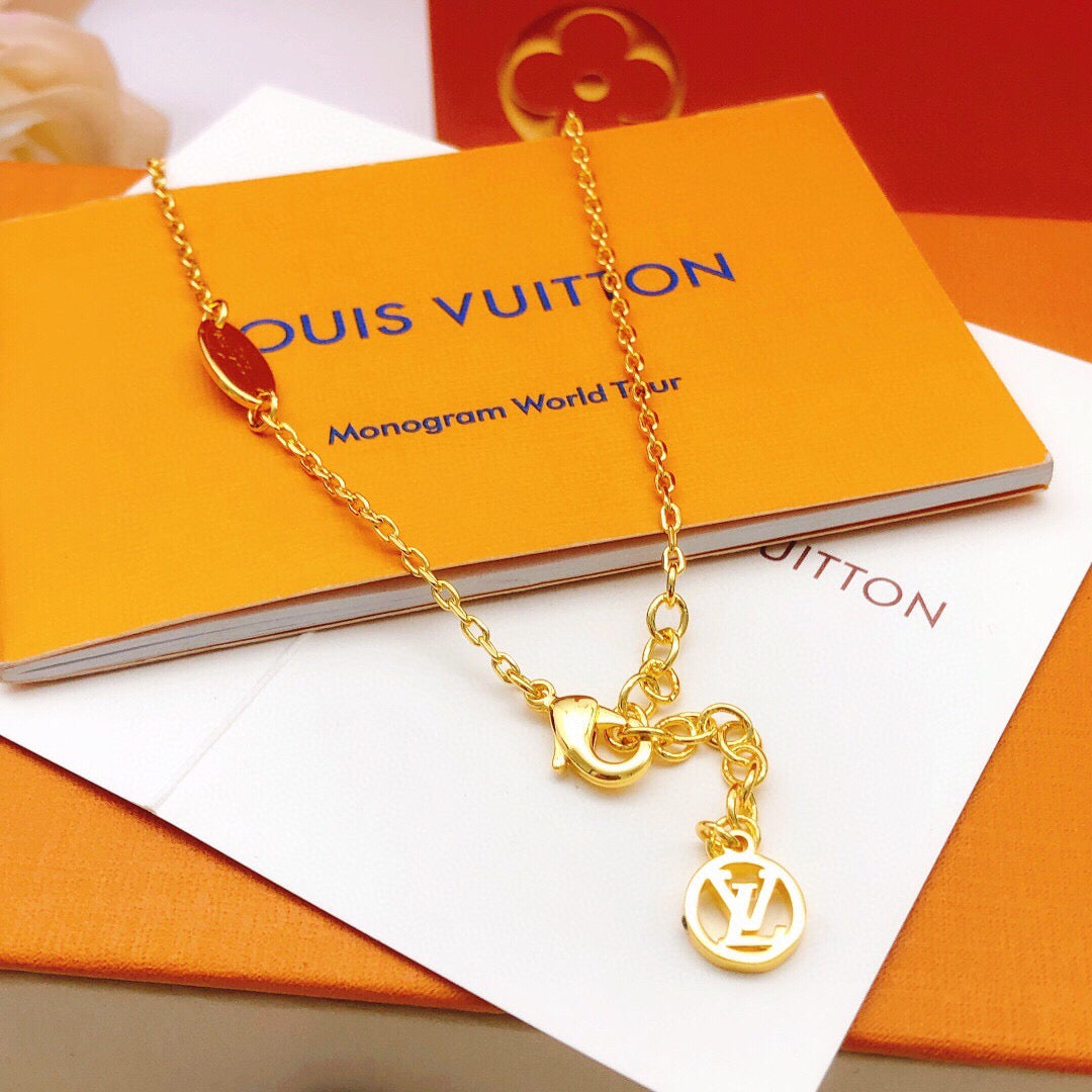 Geometric Emblem Pendant Necklace in Gold-Tone – Pearl Detail side detail