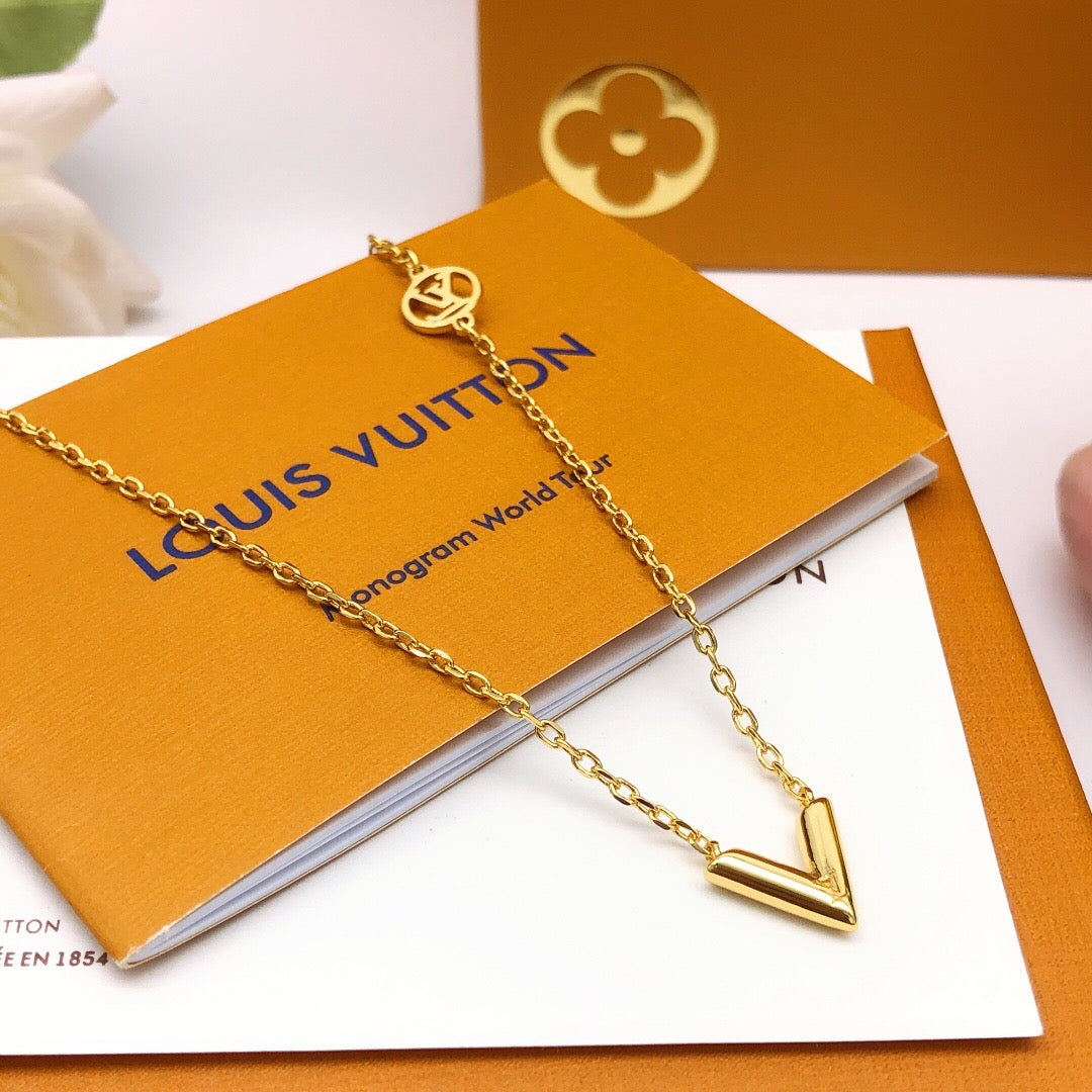 Geometric Emblem Pendant Necklace in Gold-Tone – Design 033 main product view