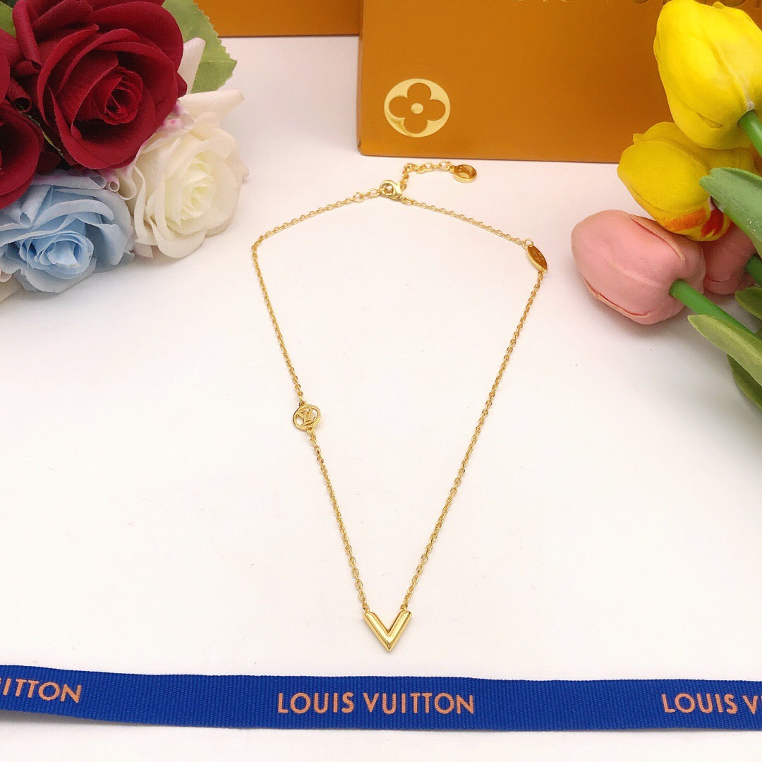 Geometric Emblem Pendant Necklace in Gold-Tone – Design 033 styled product view