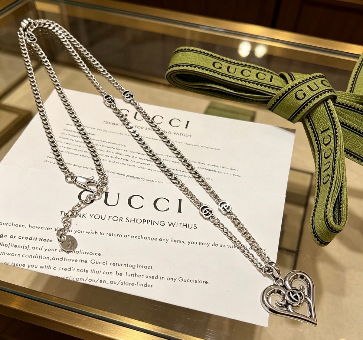 Double-G Emblem Pendant Necklace in Polished Metal-Tone – Design 091 main product view