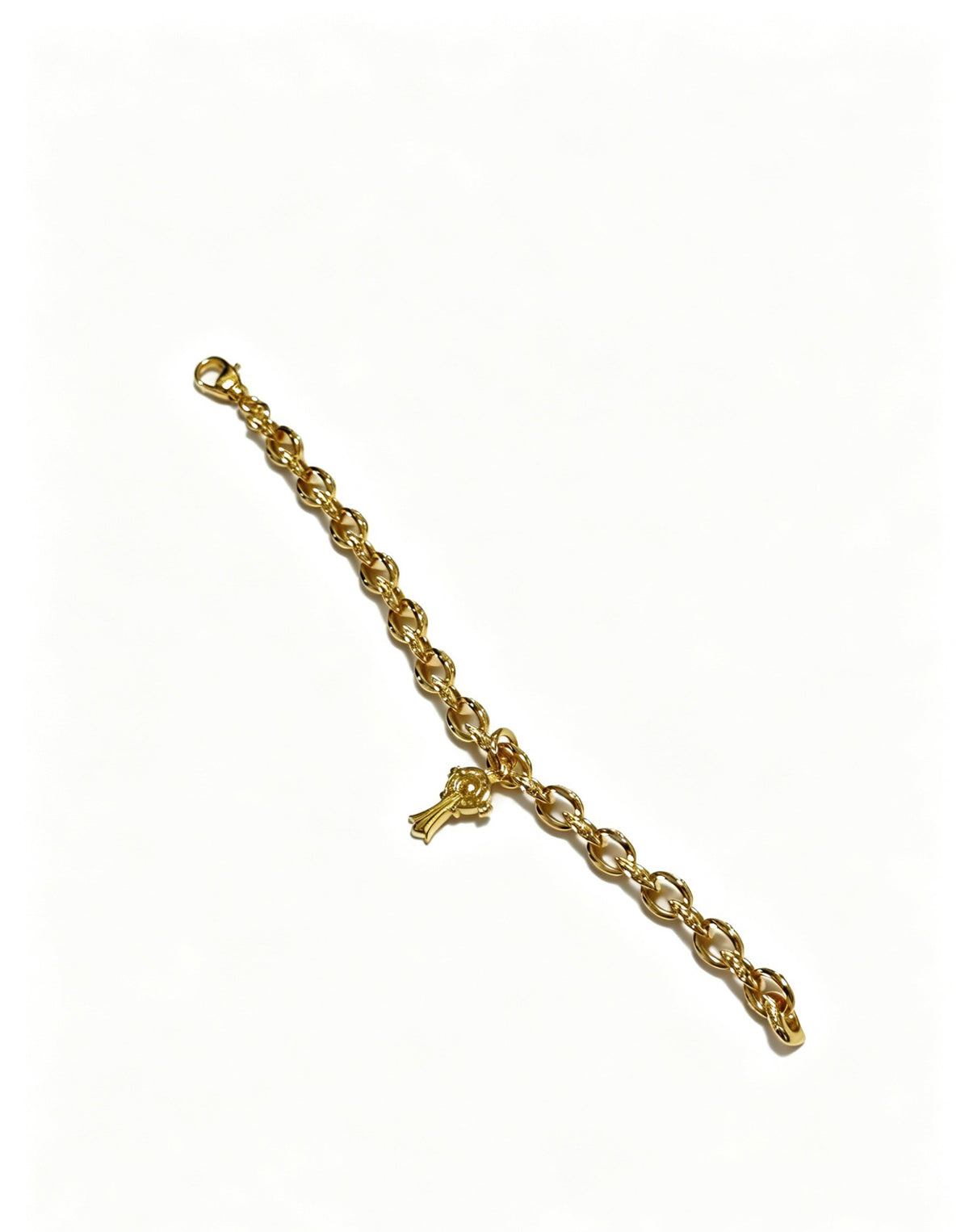 Cross Cuban-Link Bracelet in Antique Silver-Tone – Cuban Link – Design 06 front product view