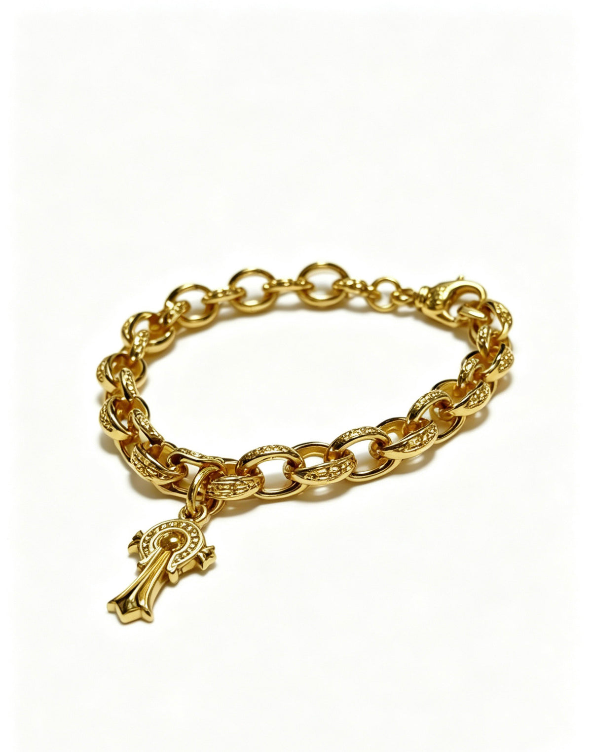 Signature Emblem Bracelet in Polished Metal-Tone – Design 008 side detail