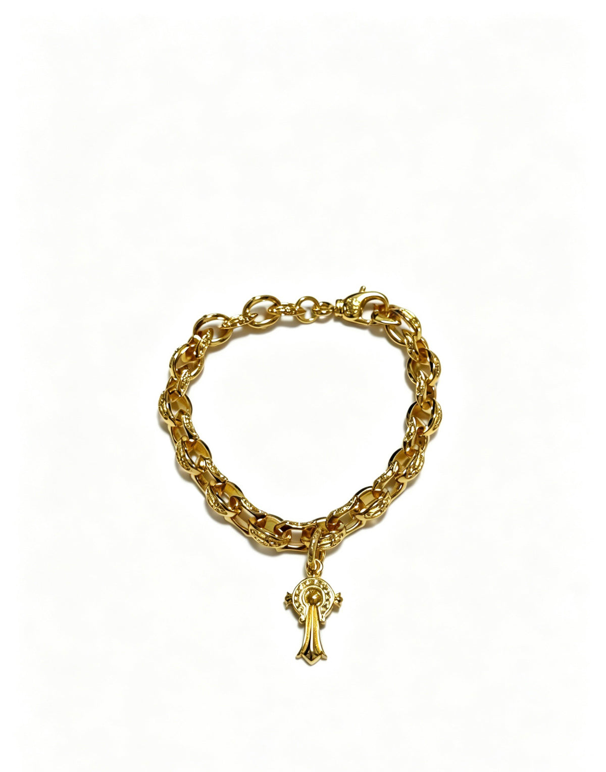 Cross Cuban-Link Bracelet in Antique Silver-Tone – Cuban Link – Design 06 main product view