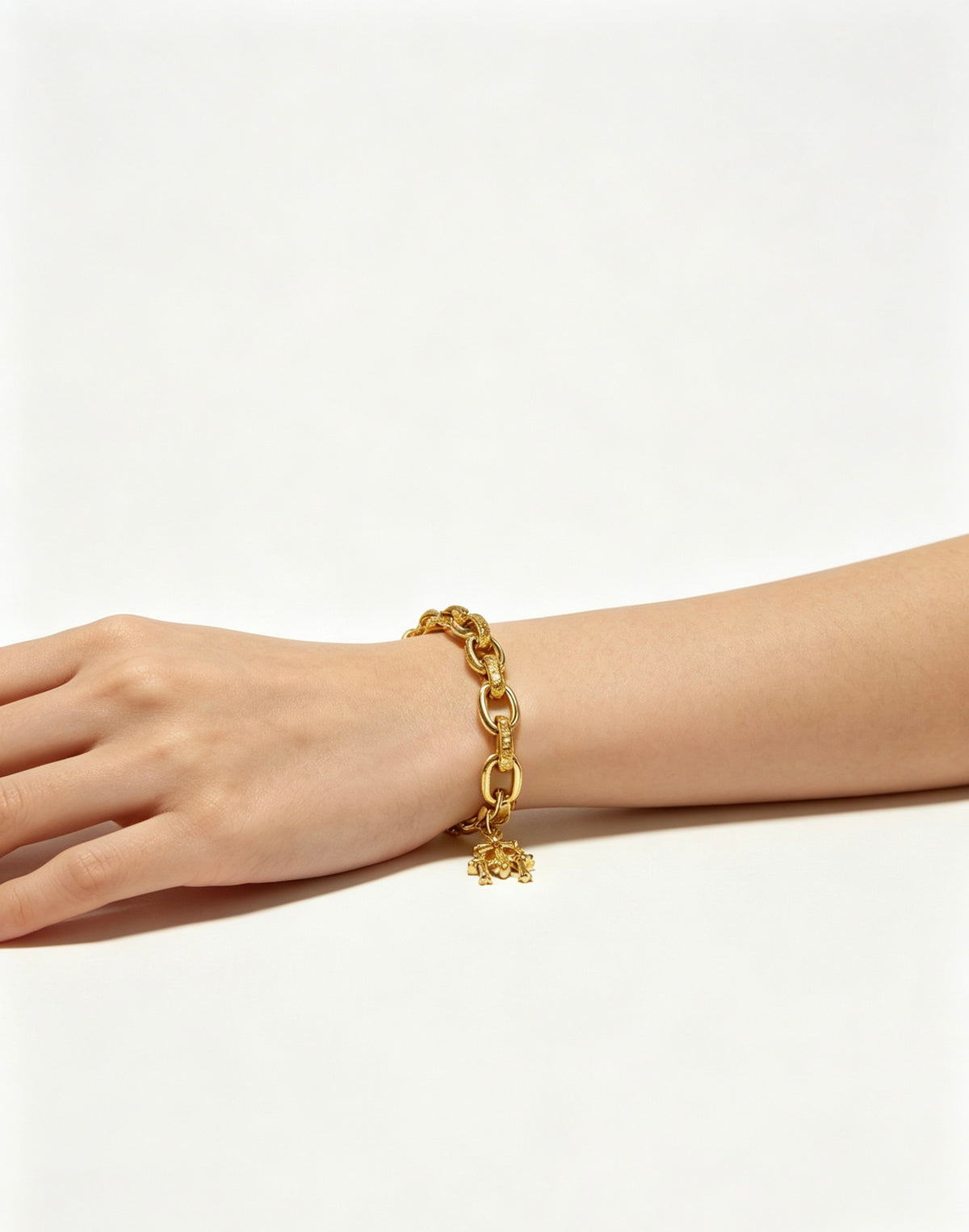 Cross Cuban-Link Bracelet in Antique Silver-Tone – Cuban Link – Design 05 front product view
