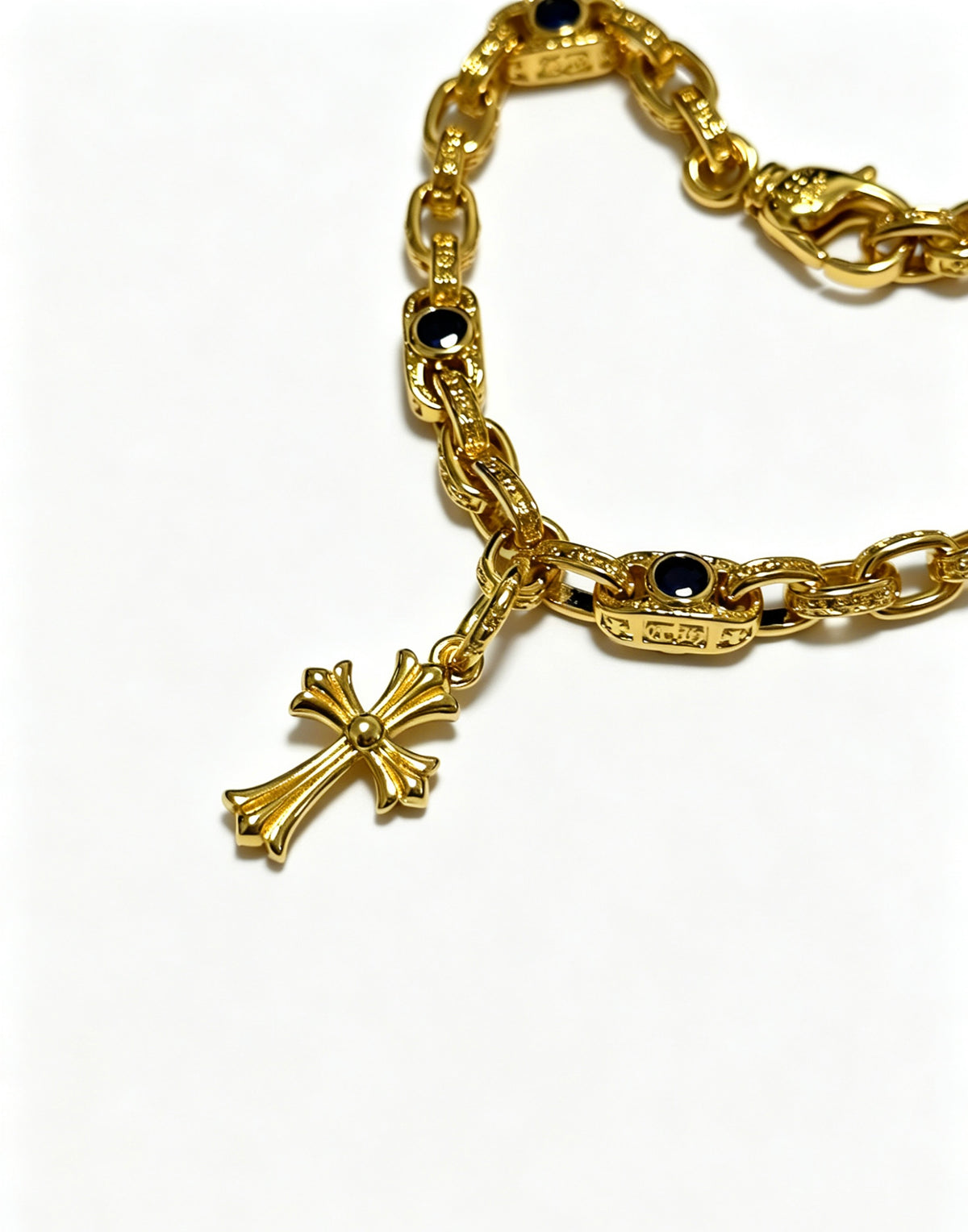 Signature Emblem Bracelet in Polished Metal-Tone – Design 006 side detail