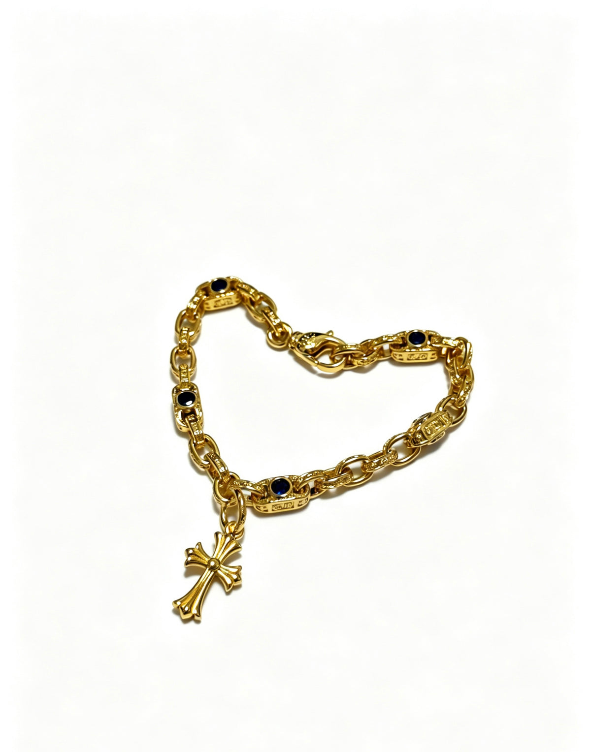 Signature Emblem Bracelet in Polished Metal-Tone – Design 006 detail view