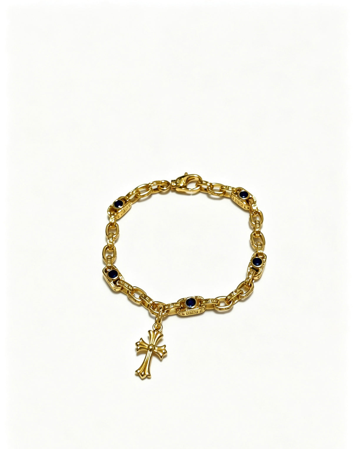 Cross Cuban-Link Bracelet in Antique Silver-Tone – Cuban Link – Design 04 main product view