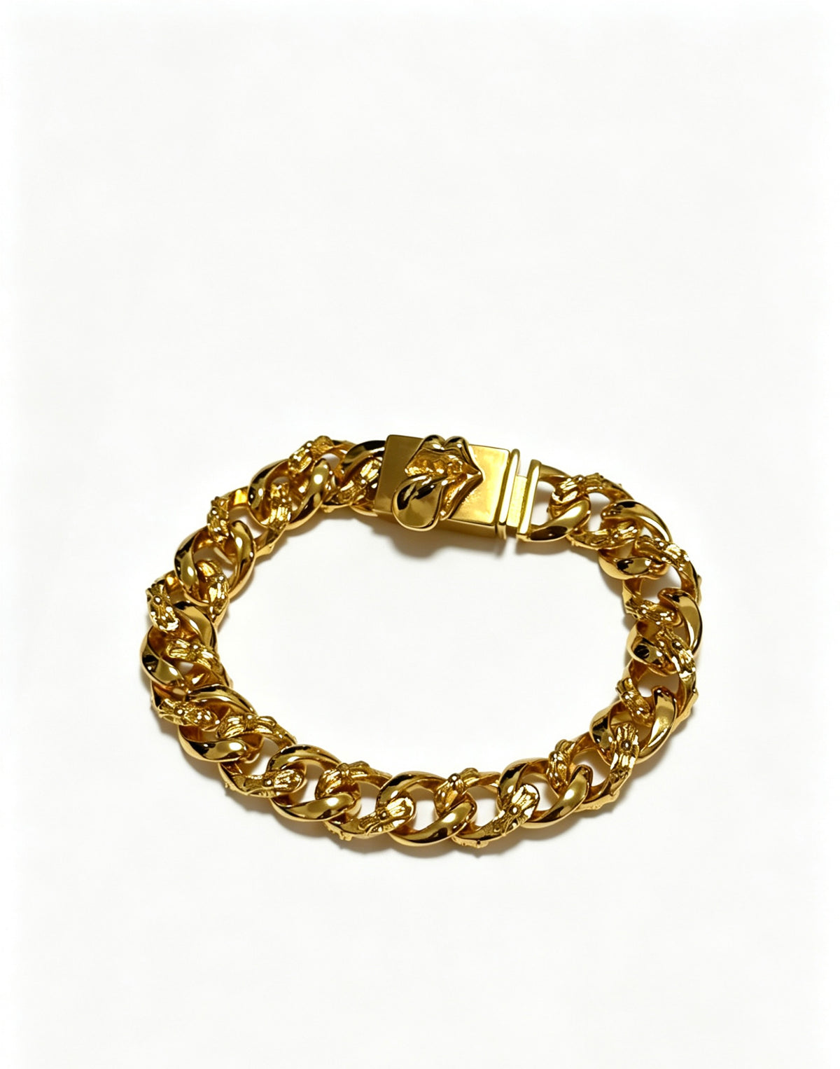 Cross Cuban-Link Bracelet in Antique Silver-Tone – Cuban Link – Design 03 front product view