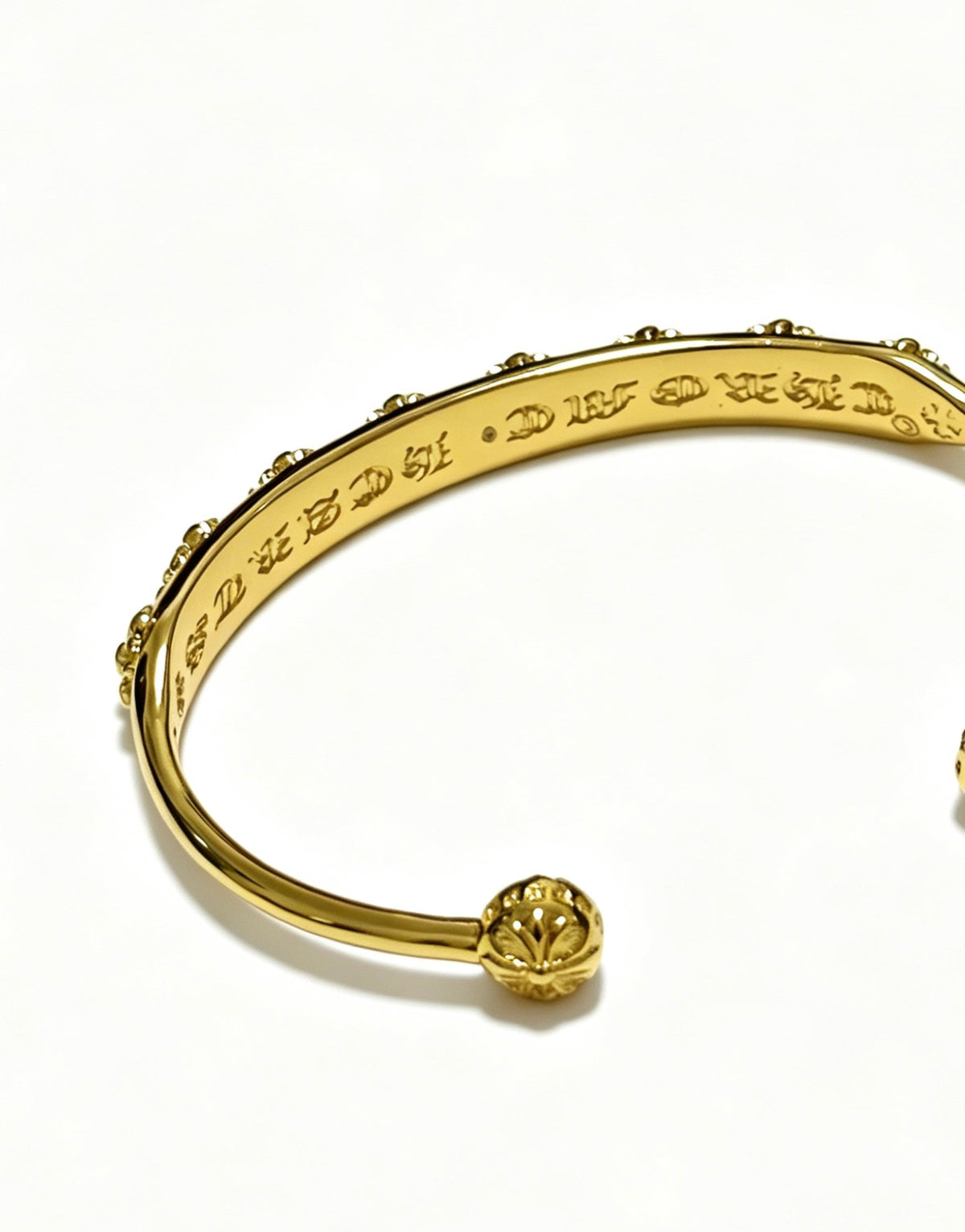 Signature Emblem Bangle in Polished Metal-Tone – Design 002 close-up detail