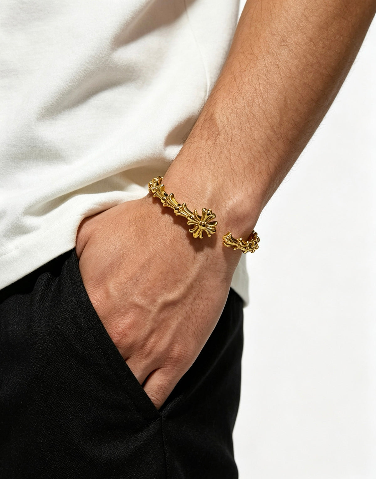 Cross Statement Bracelet in Metal-Tone – Design 01 front product view
