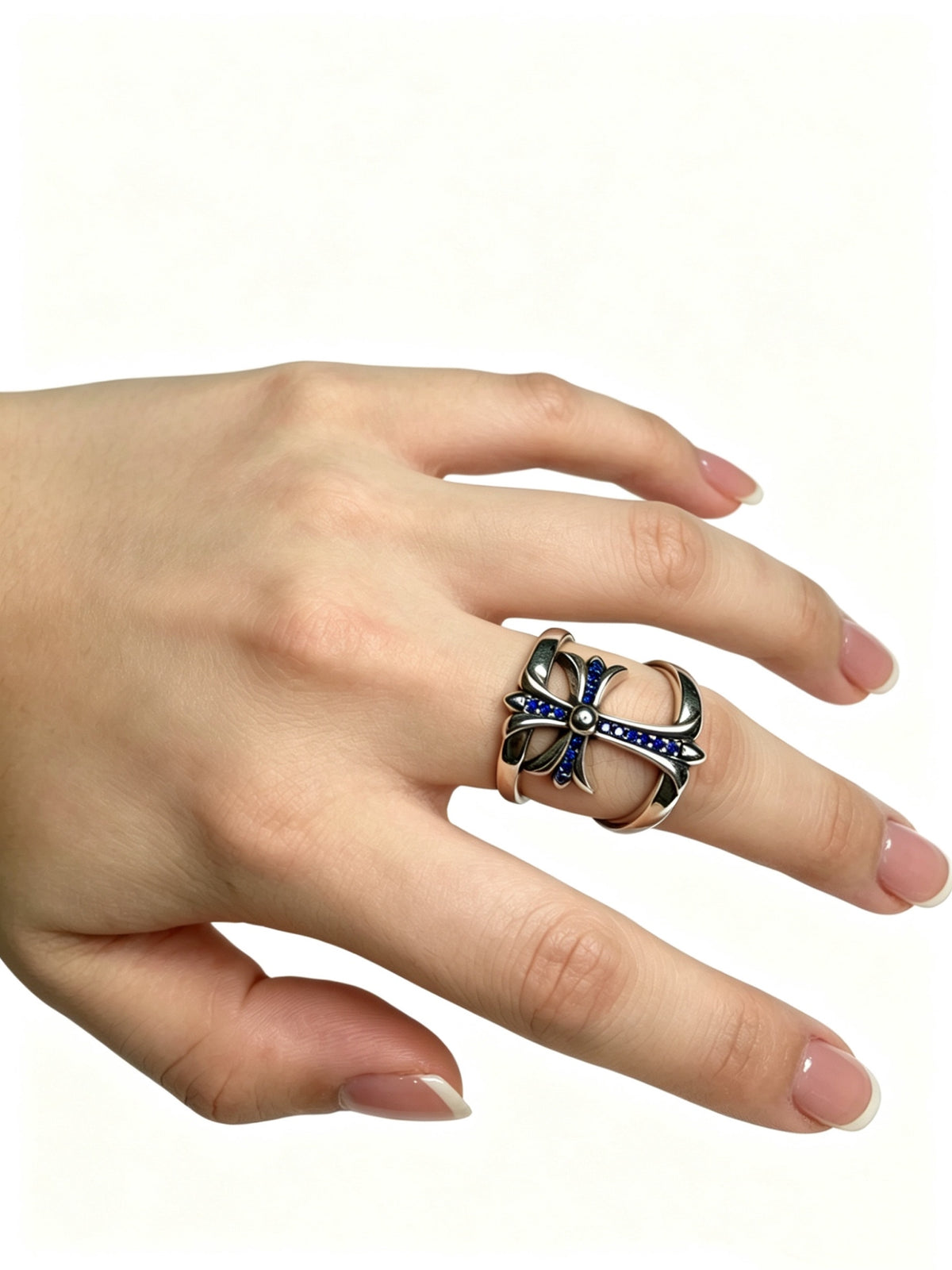 Cross Statement Ring in Metal-Tone – Design 10 detail view