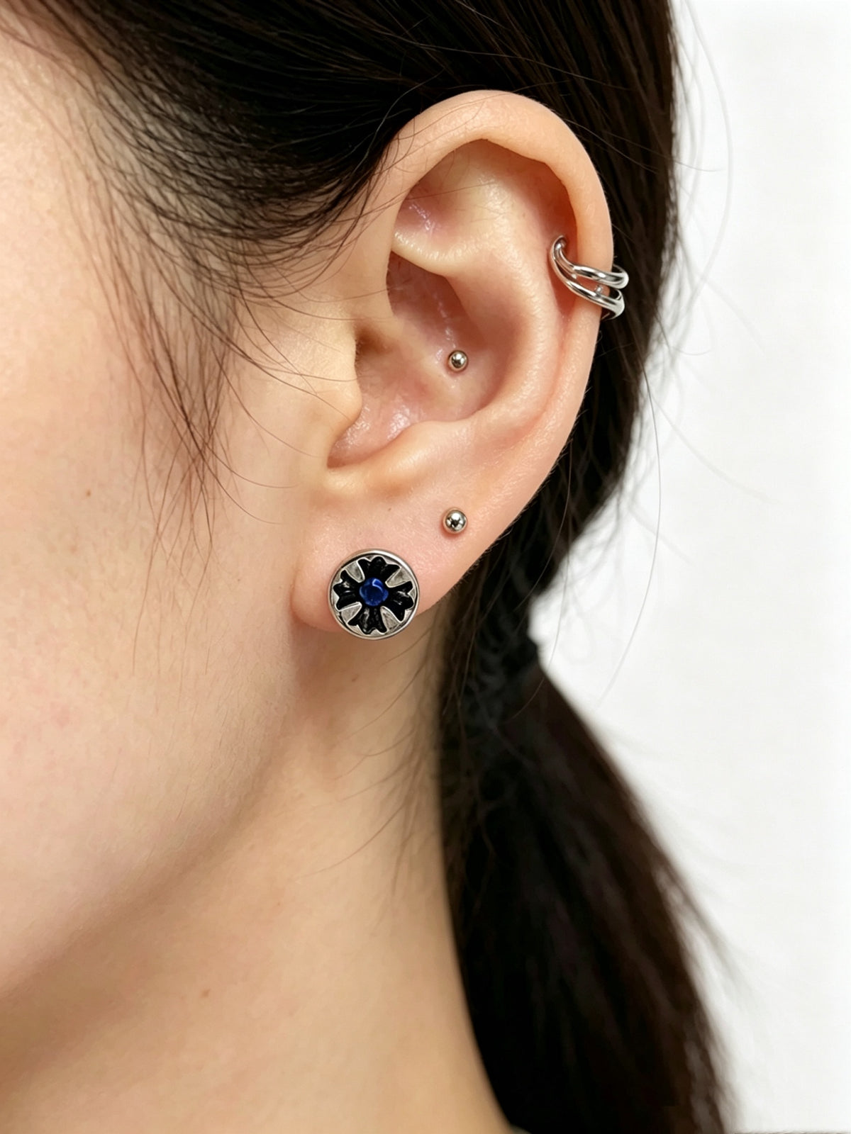 Cross Statement Earrings in Metal-Tone – Design 03 front product view
