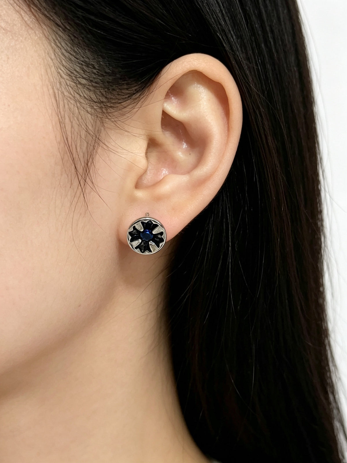 Signature Emblem Statement Earrings in Polished Metal-Tone – Design 011 main product view