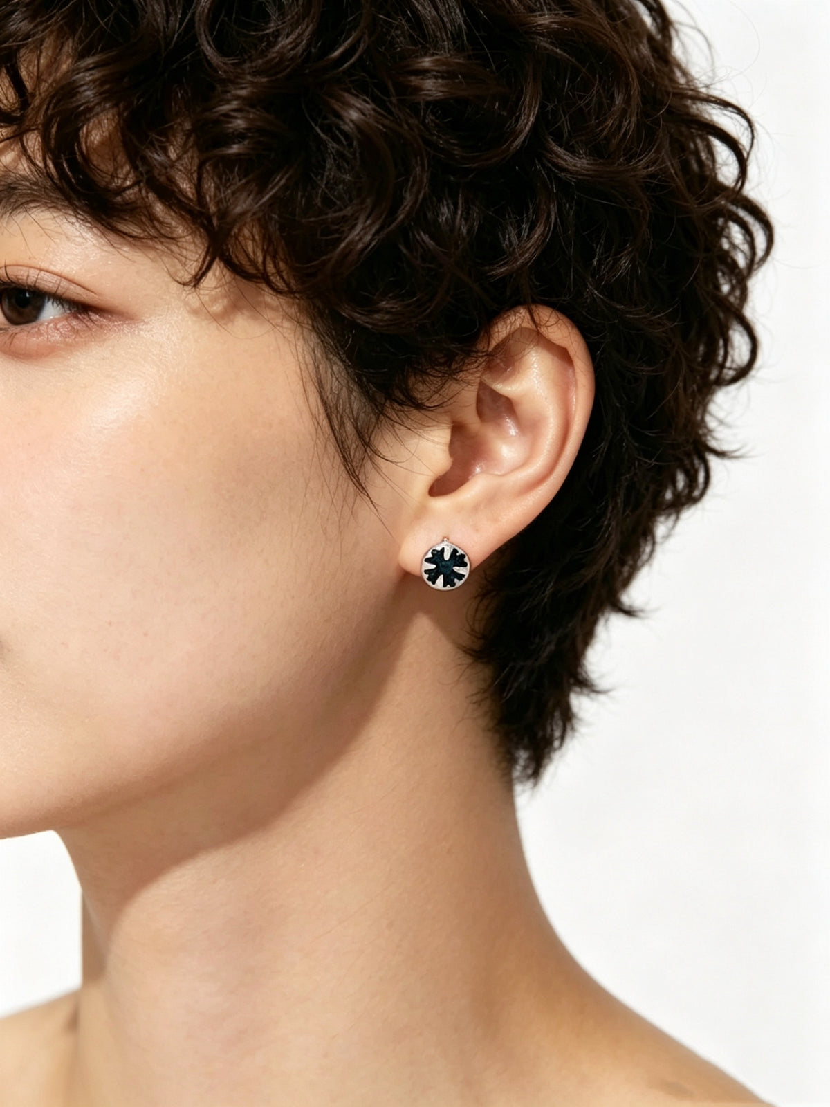 Signature Emblem Statement Earrings in Polished Metal-Tone – Design 022 detail view