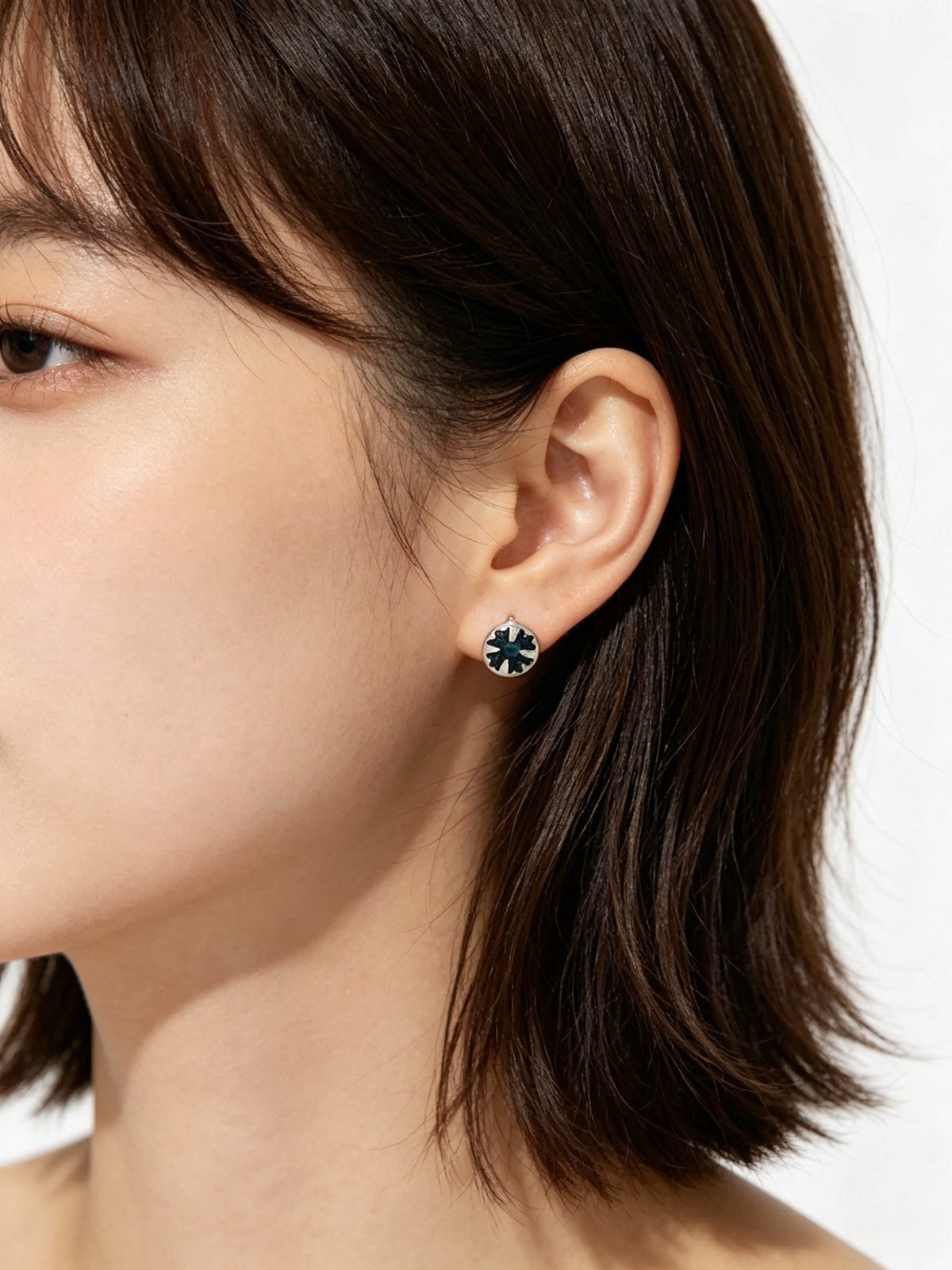Signature Emblem Statement Earrings in Polished Metal-Tone – Design 022 front product view