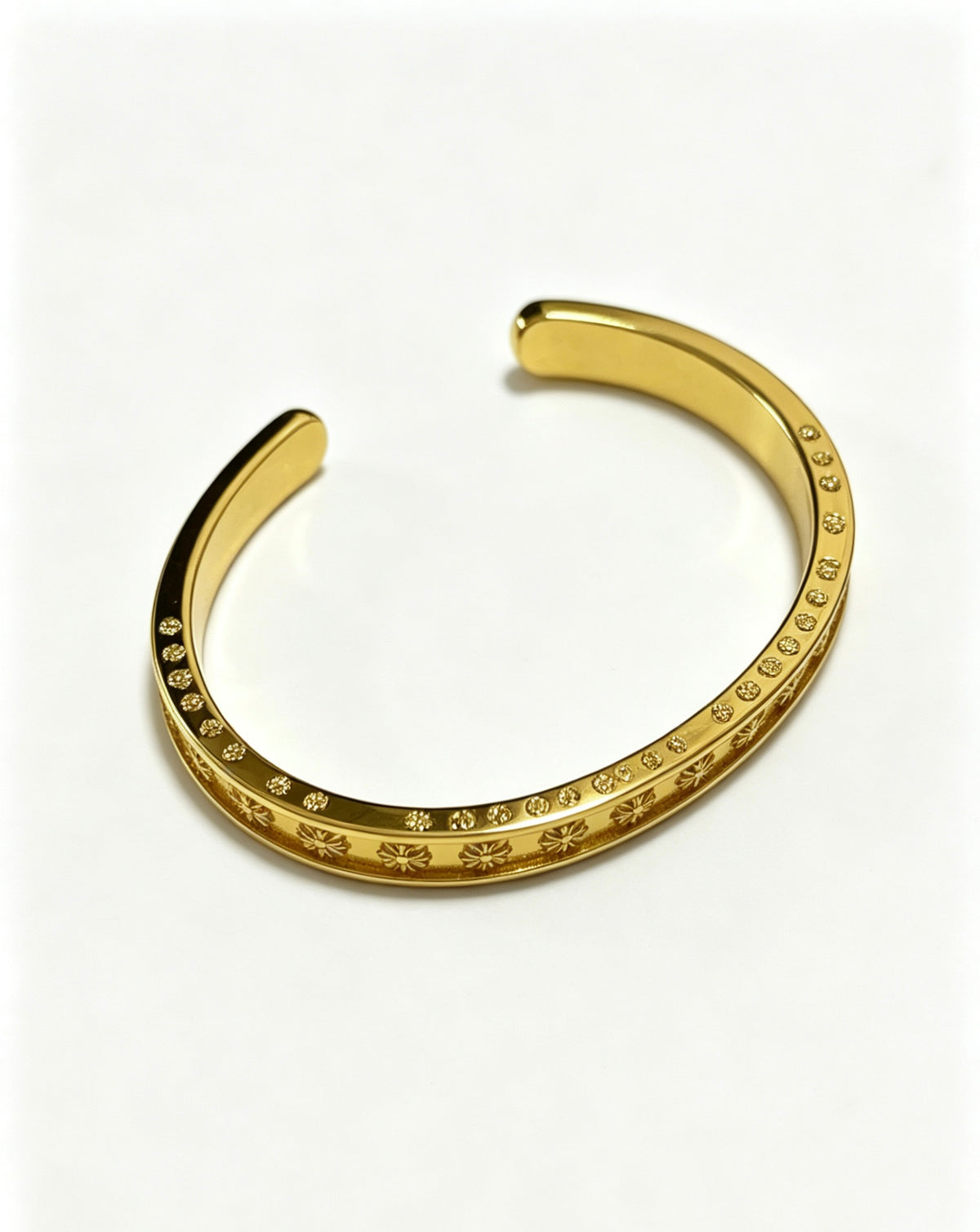 Signature Emblem Bangle in Polished Metal-Tone – Design 011 front product view