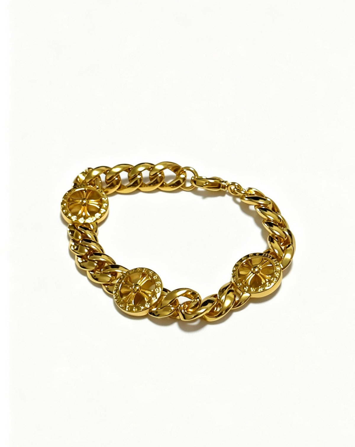 Cross Cuban-Link Bracelet in Antique Silver-Tone – Cuban Link – Design 16 side detail