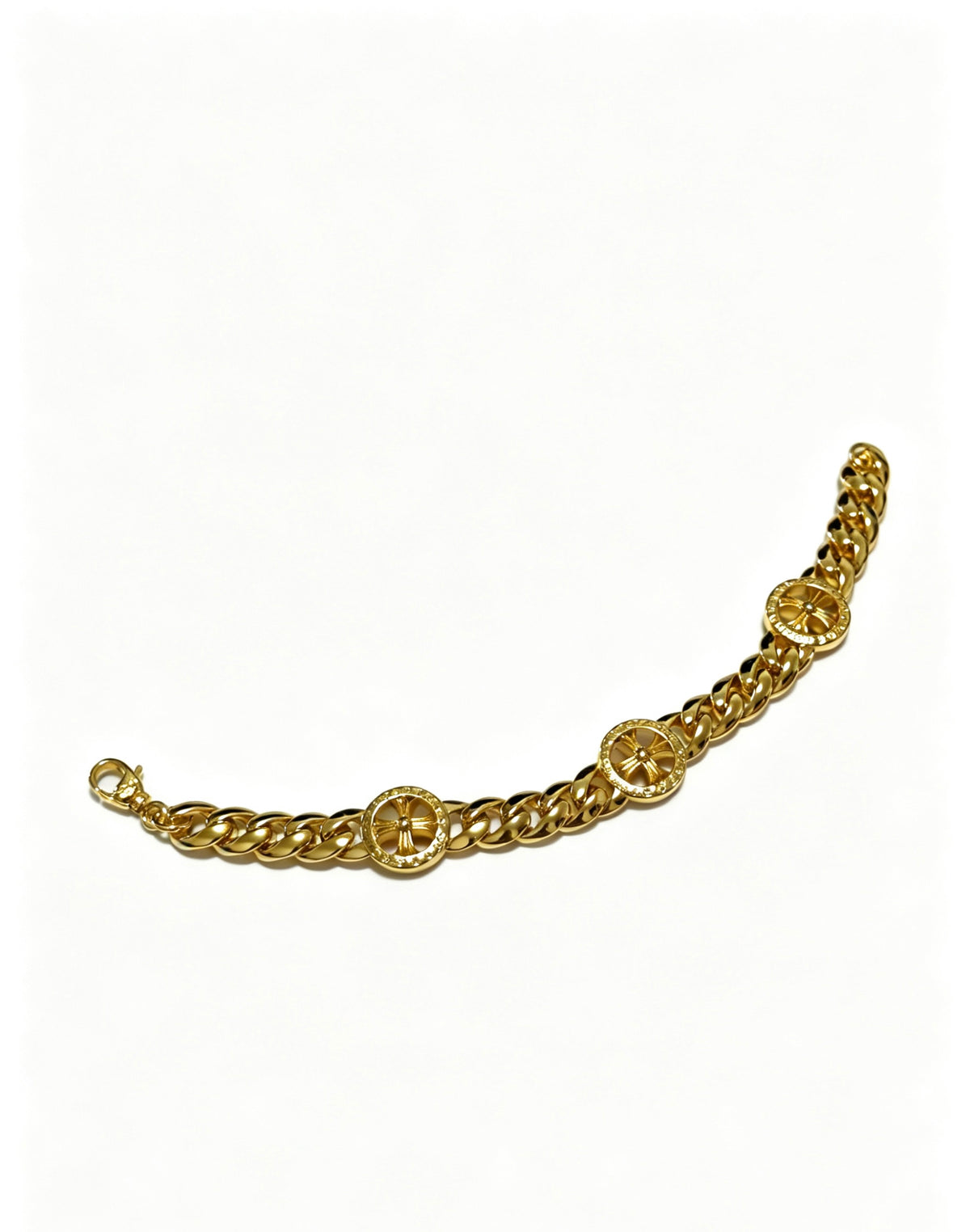Cross Cuban-Link Bracelet in Antique Silver-Tone – Cuban Link – Design 16 detail view