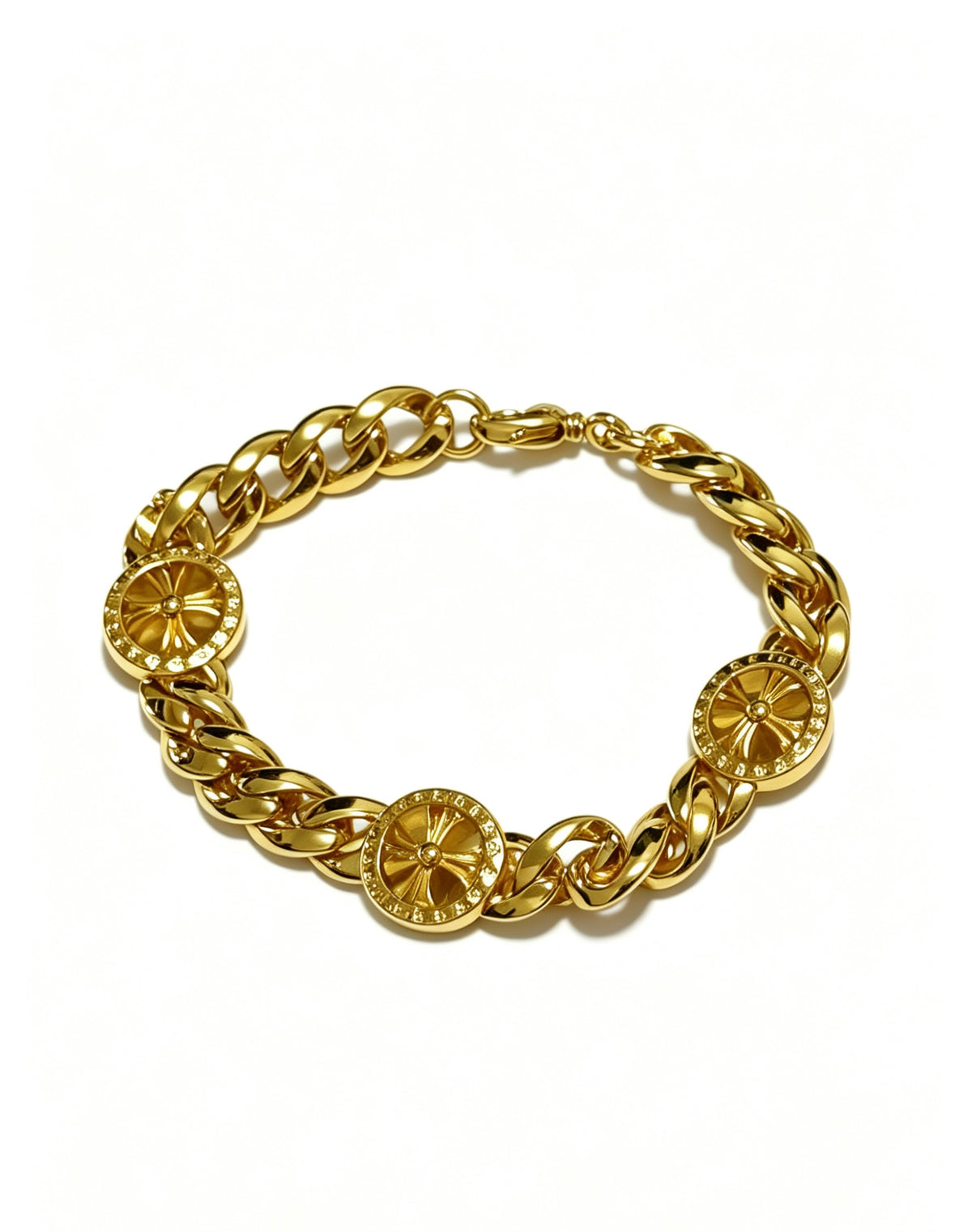 Cross Cuban-Link Bracelet in Antique Silver-Tone – Cuban Link – Design 16 main product view
