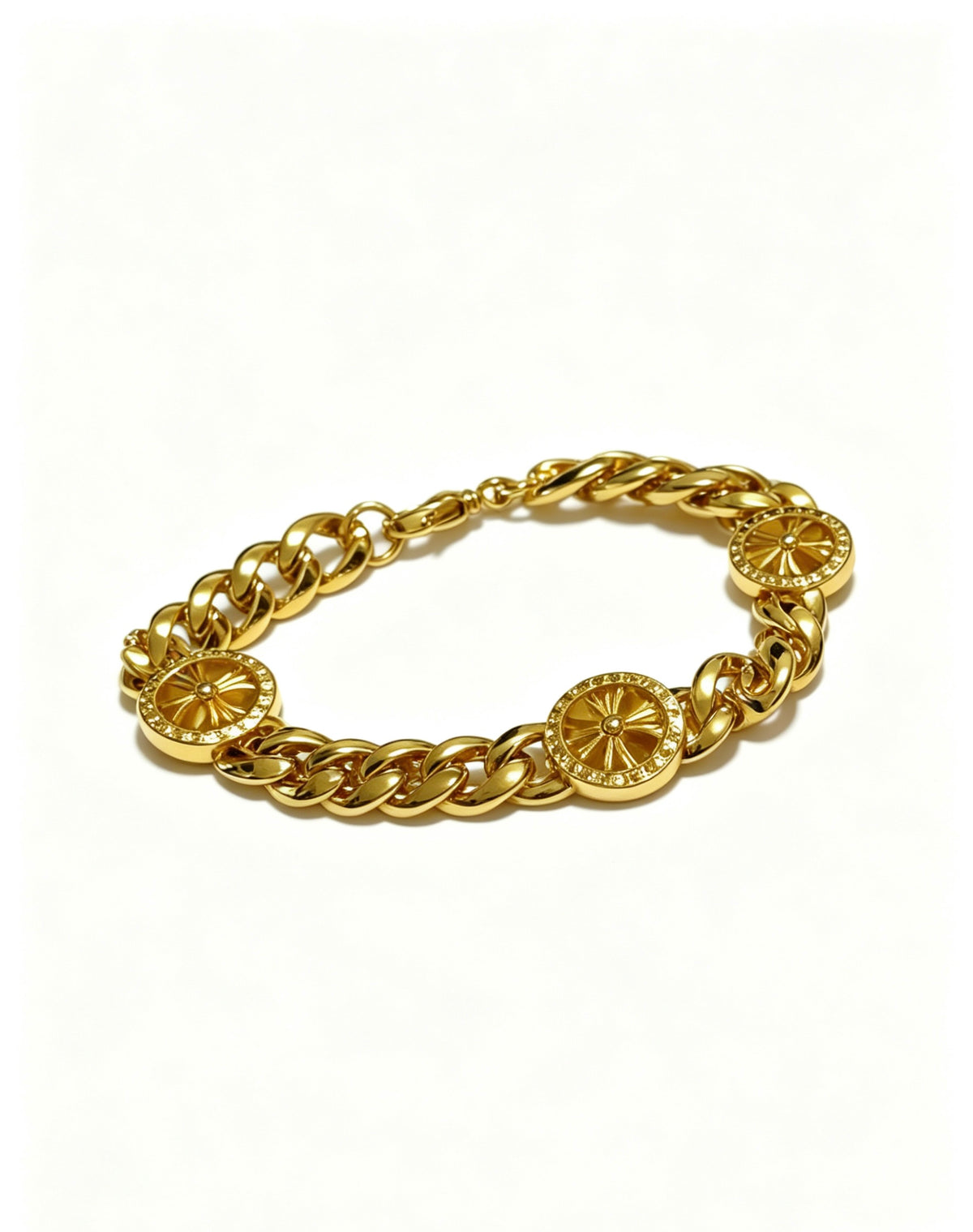 Cross Cuban-Link Bracelet in Antique Silver-Tone – Cuban Link – Design 16 main product view