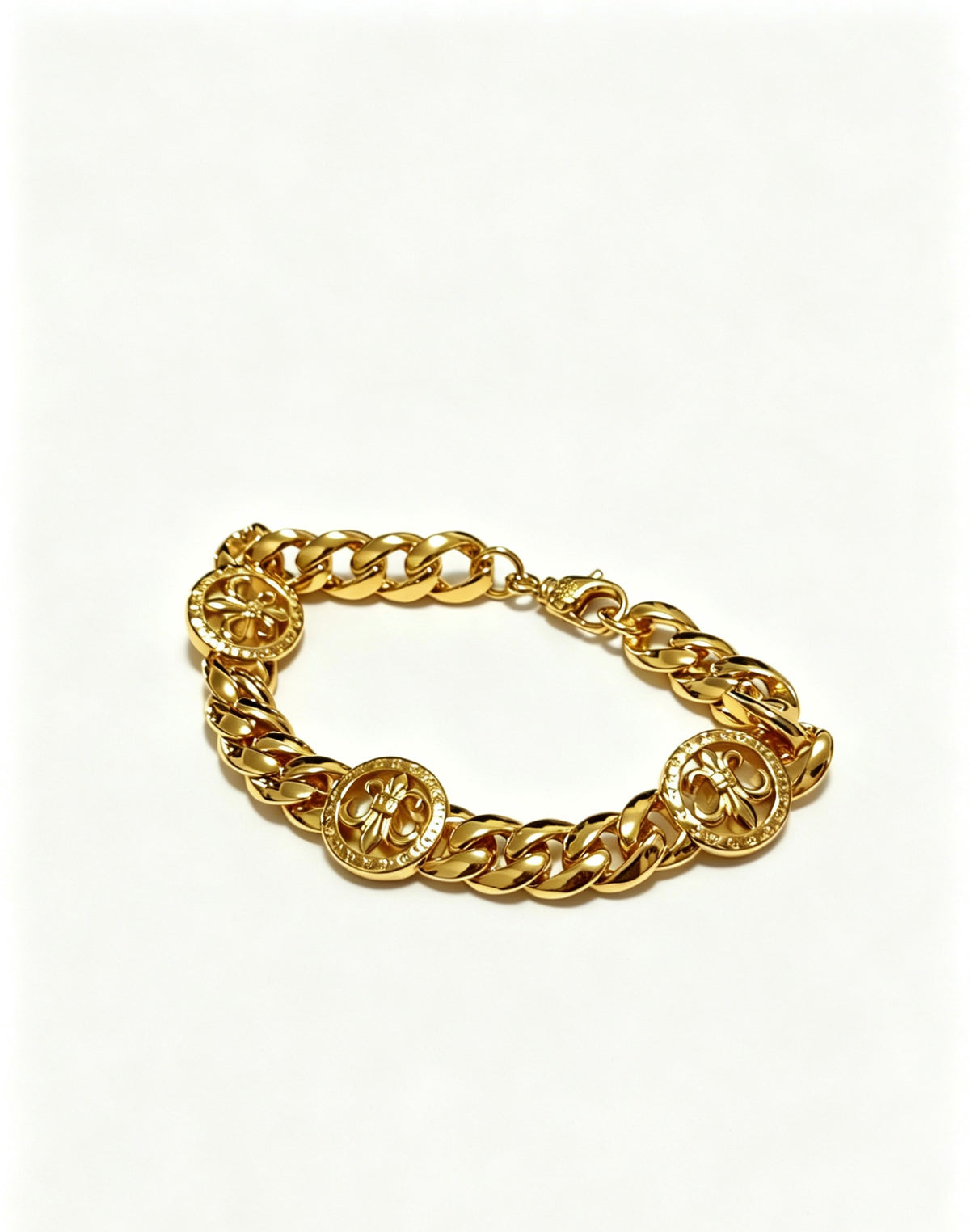 Cross Cuban-Link Bracelet in Antique Silver-Tone – Cuban Link – Design 15 main product view