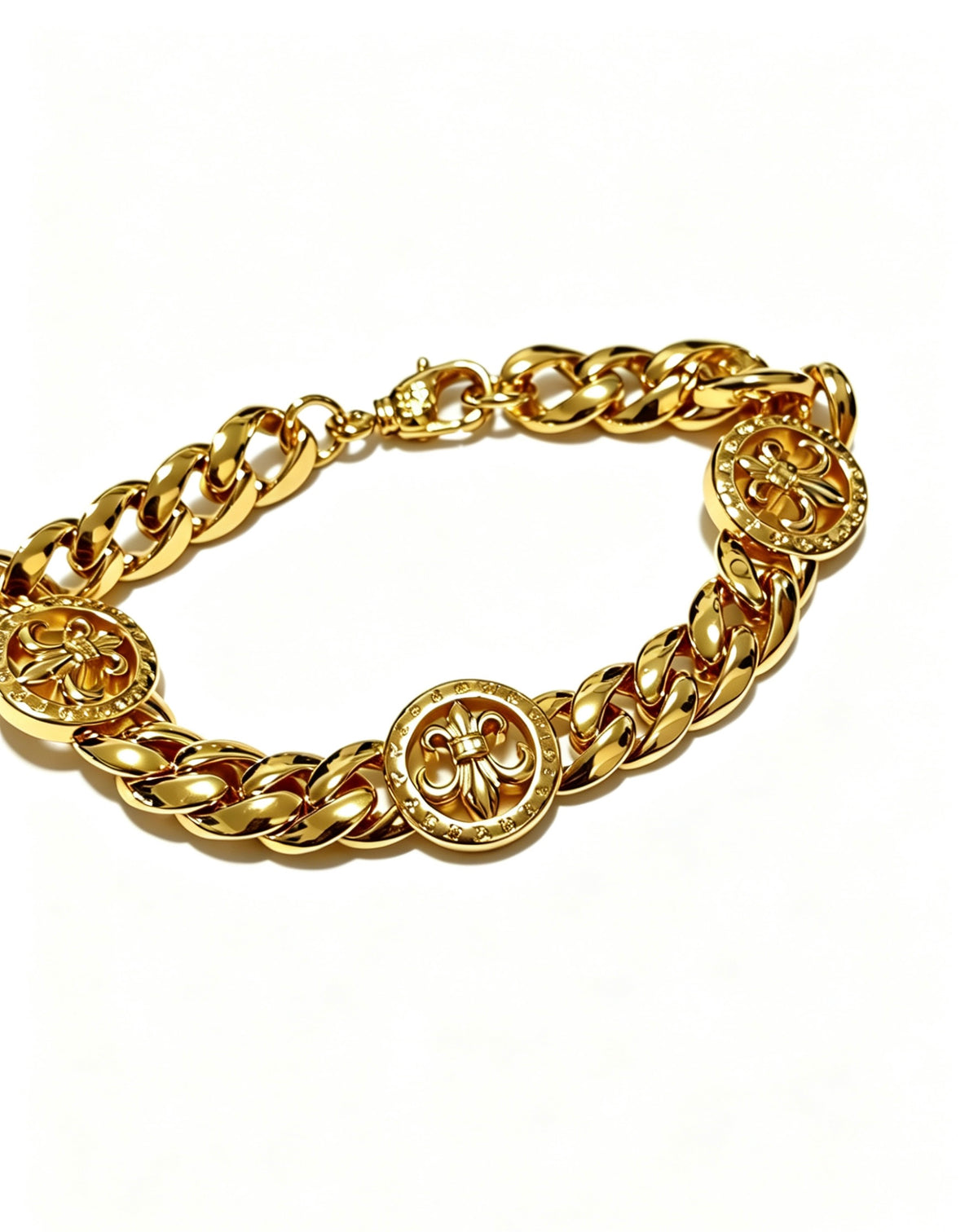 Cross Cuban-Link Bracelet in Antique Silver-Tone – Cuban Link – Design 15 side detail